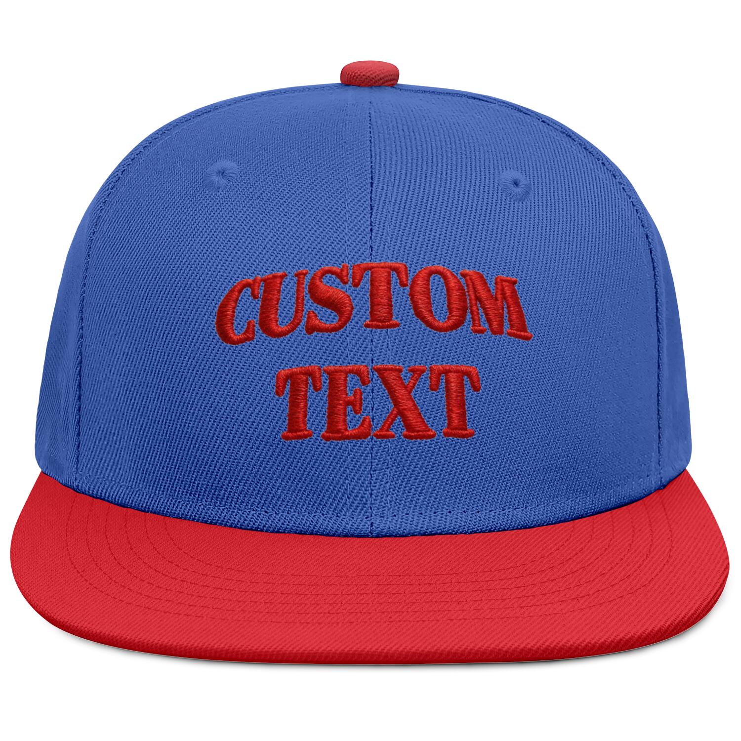 Vosoli Royal Blue & Red Color-Block Flat-Brim Hat - Unisex Personal & Team Custom 3D Embroidery or Print Cap