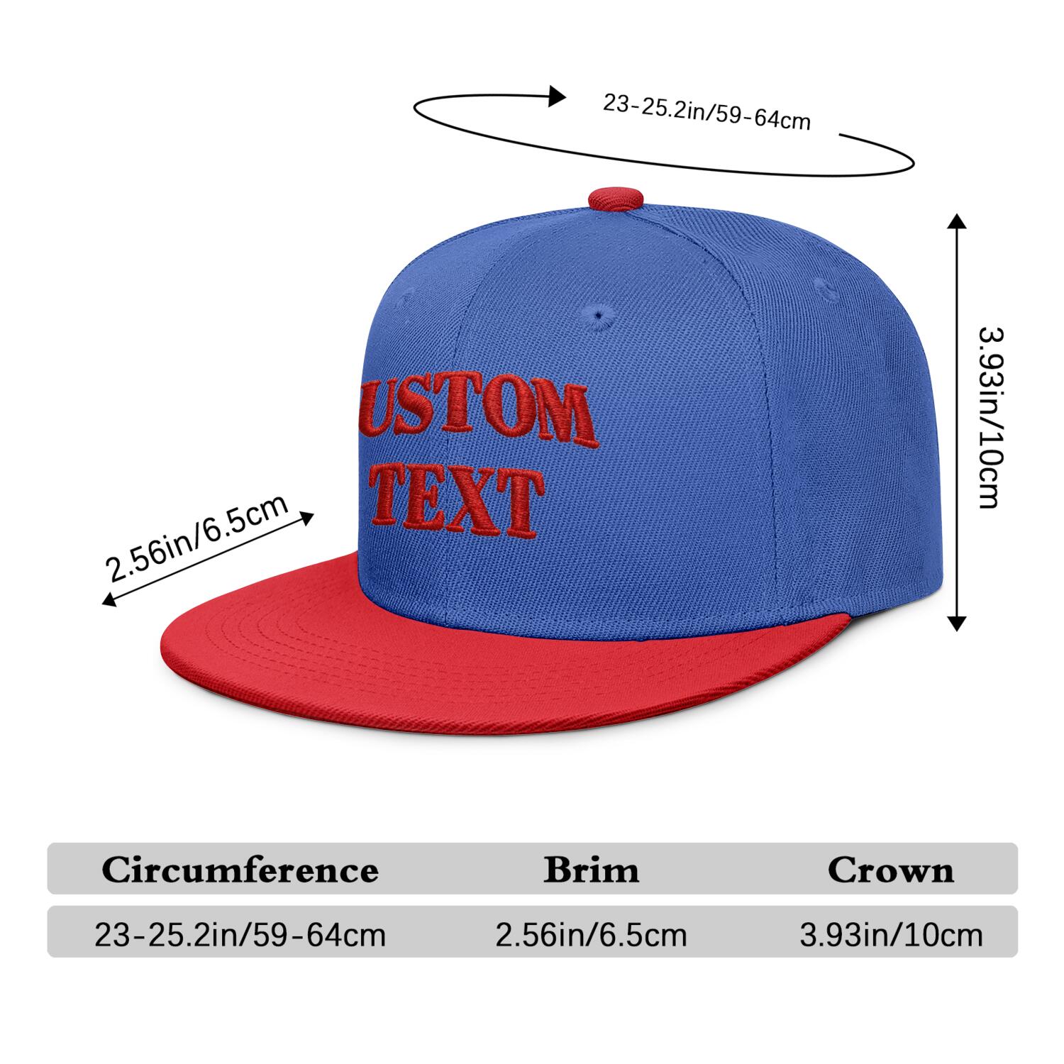 Vosoli Royal Blue & Red Color-Block Flat-Brim Hat - Unisex Personal & Team Custom 3D Embroidery or Print Cap