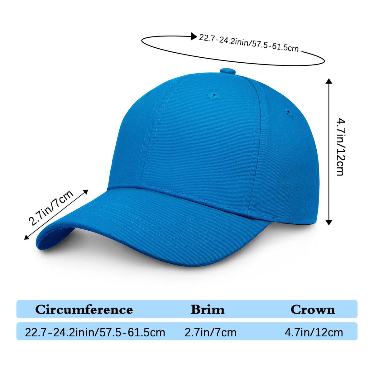 Vosoli Royal Blue Solid Baseball Cap - Unisex Custom 3D Embroidery or Print
