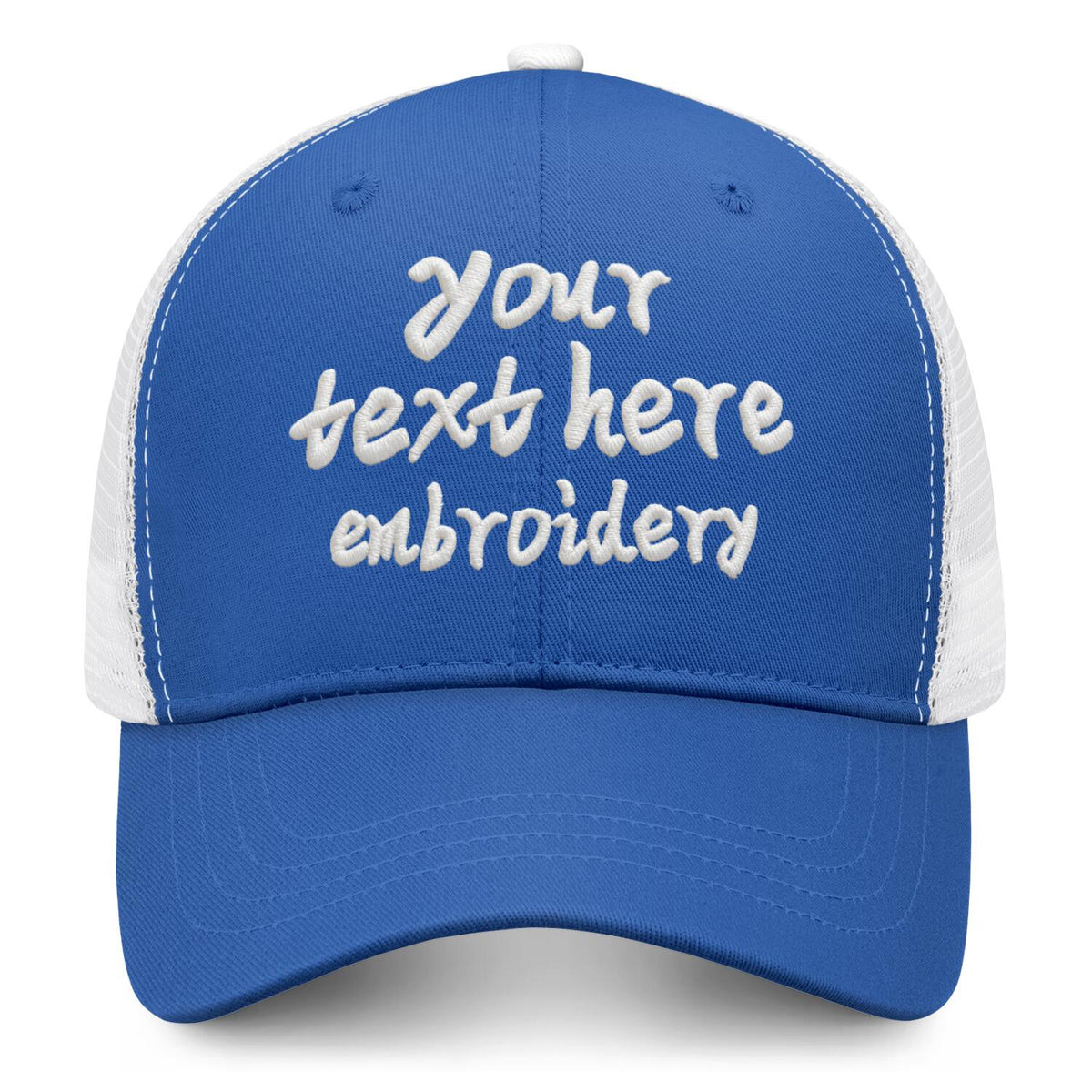 Vosoli Royal Blue & White Mesh-Back Trucker Cap - Unisex Personal & Team Custom 3D Embroidery or Print Hat
