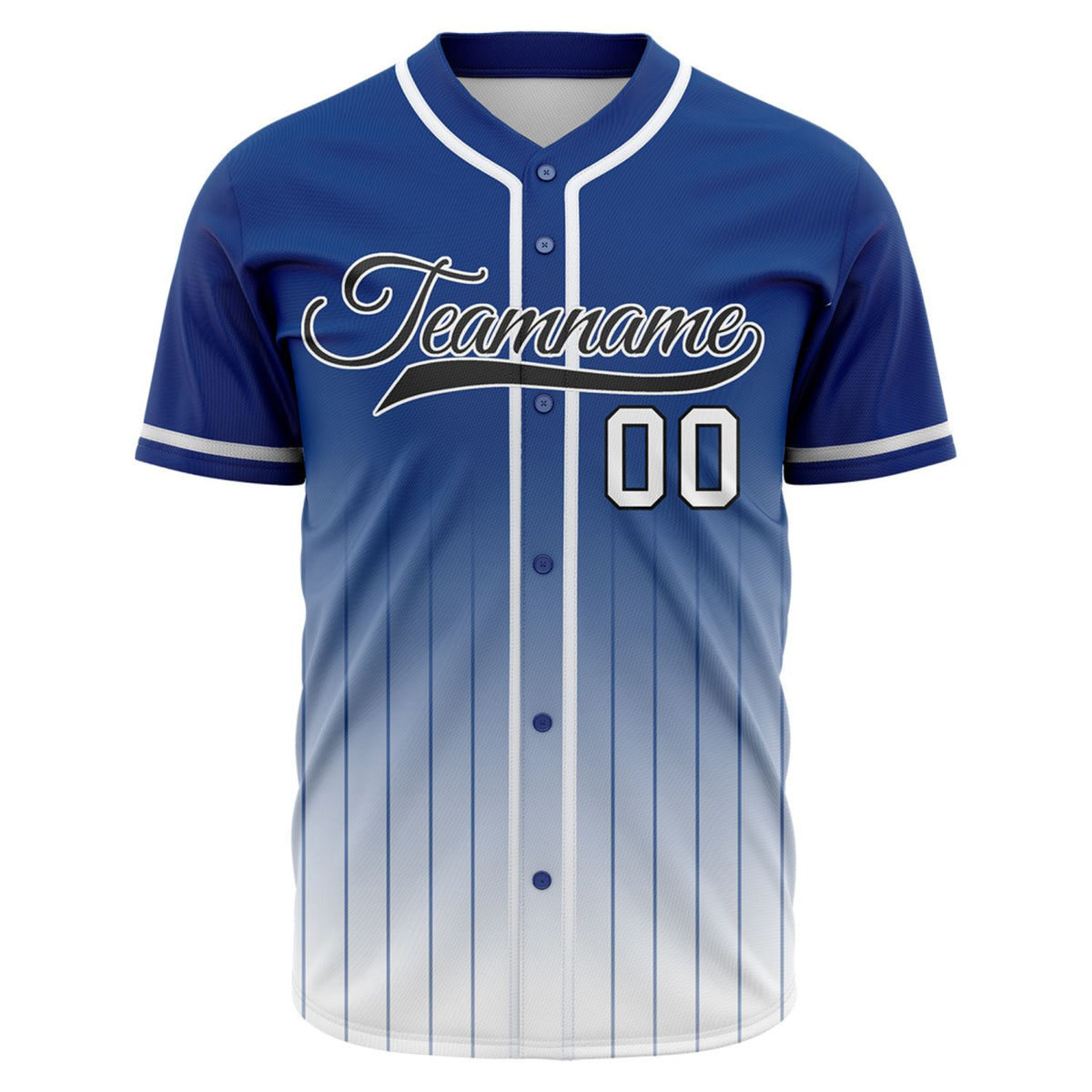 VOSOLI Royal Blue &amp; White Gradient Pinstripe Baseball Jersey