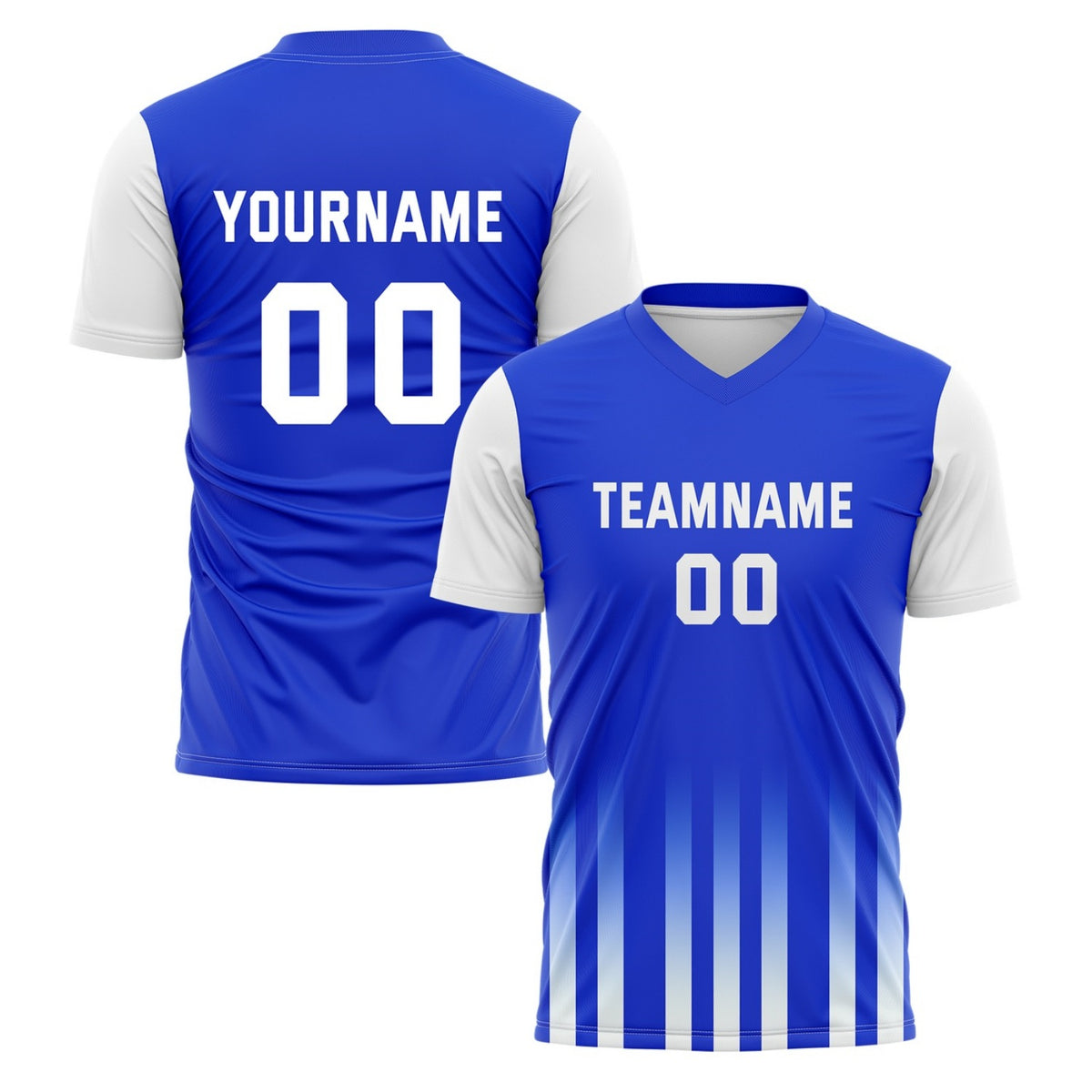 Custom Royal Blue &amp; White Gradient Stripe Soccer Jersey for Teams &amp; Individuals | Vosoli