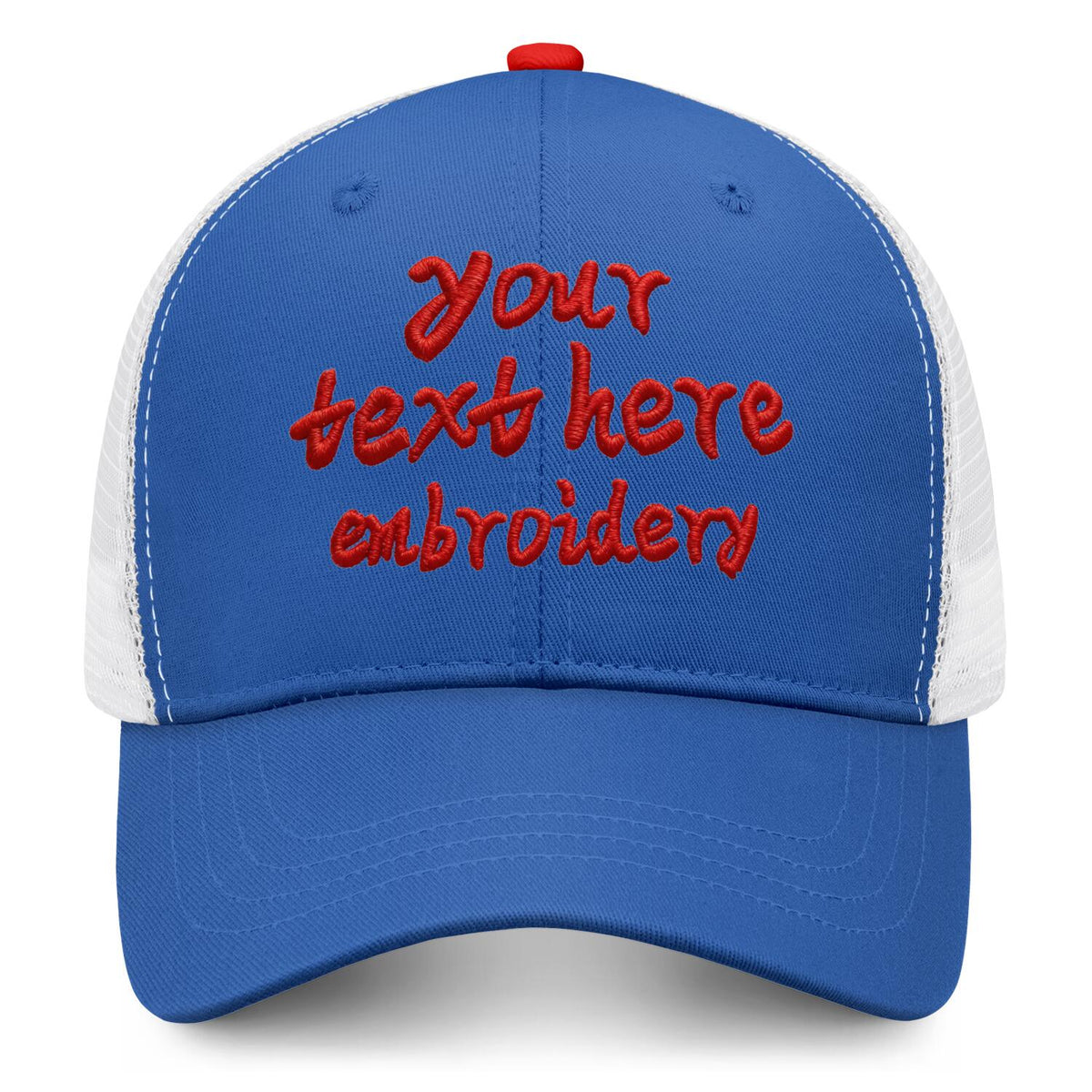 Vosoli Royal Blue & White Mesh-Back Trucker Cap - Unisex Personal & Team Custom 3D Embroidery or Print Hat