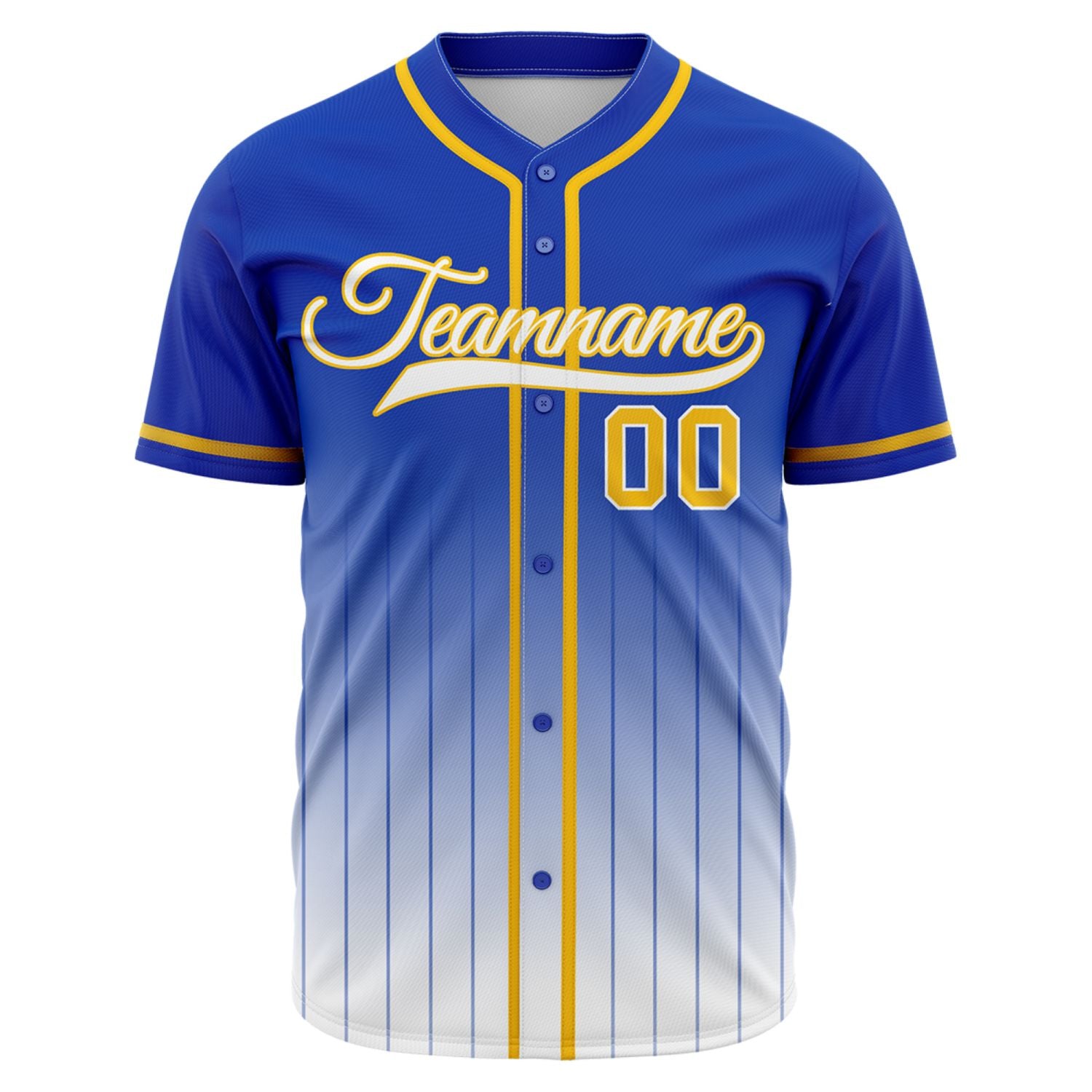 VOSOLI Dynamic Blue, White & Yellow Gradient Pinstripe Baseball Jersey