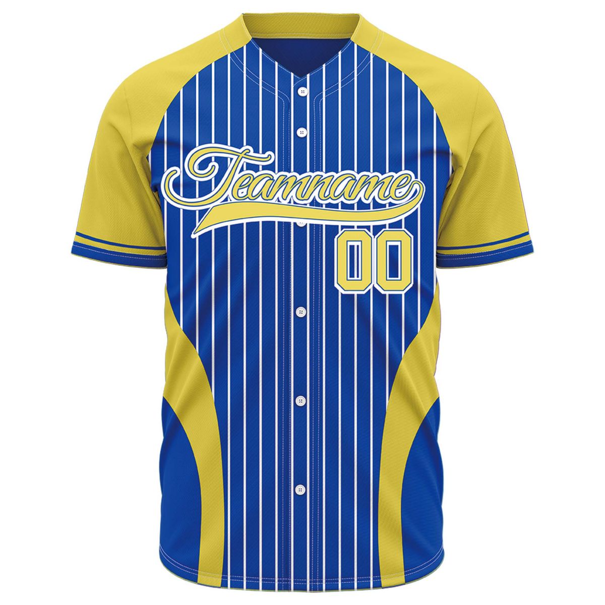VOSOLI Custom Blue & Yellow Gold Pinstripe Baseball Jersey - Sublimated Varsity Gear