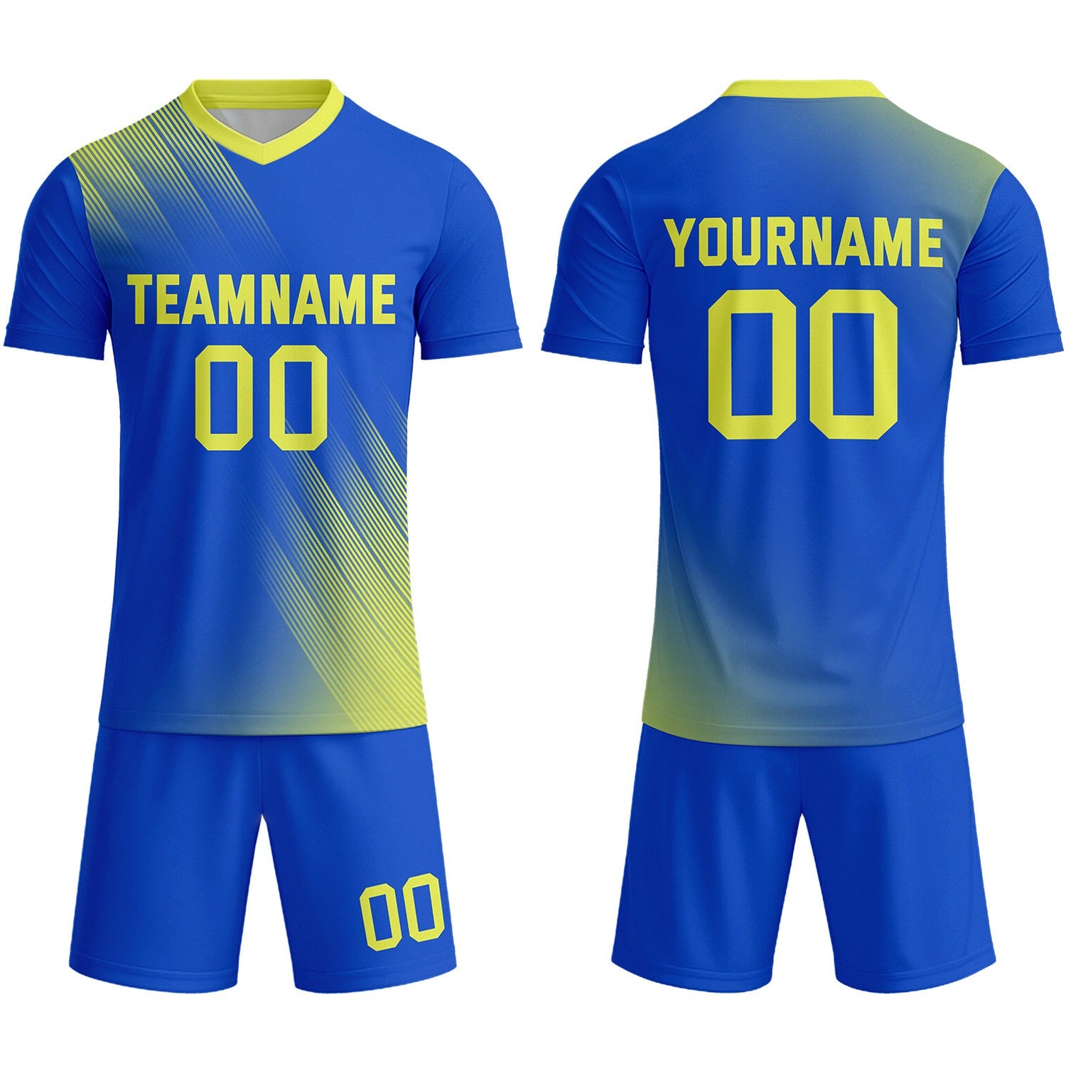 Custom Royal Blue & Yellow Stripe Soccer Uniform Set for Teams & Individuals | Vosoli