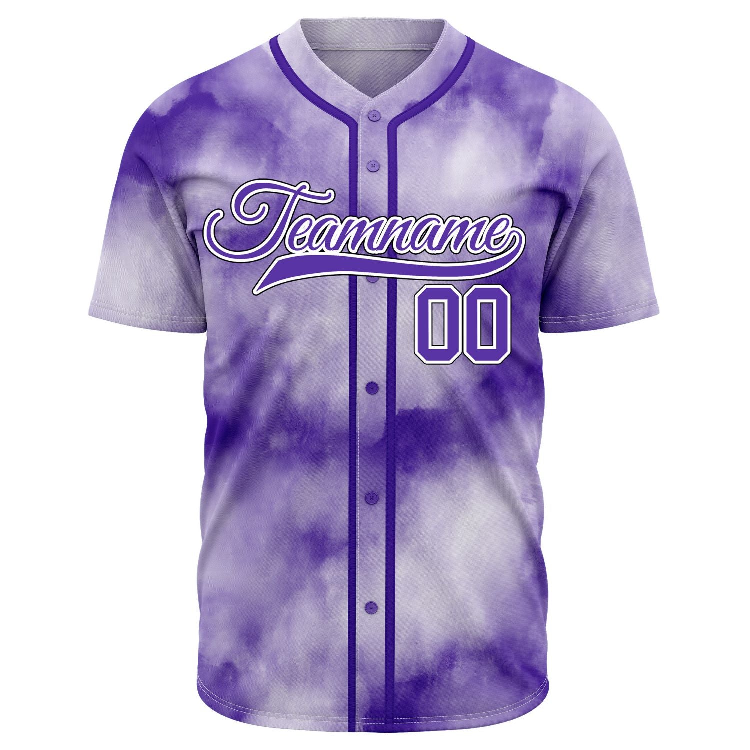 VOSOLI Deep Royal Purple Tie-Dye Graffiti Custom Stitched Baseball Jersey