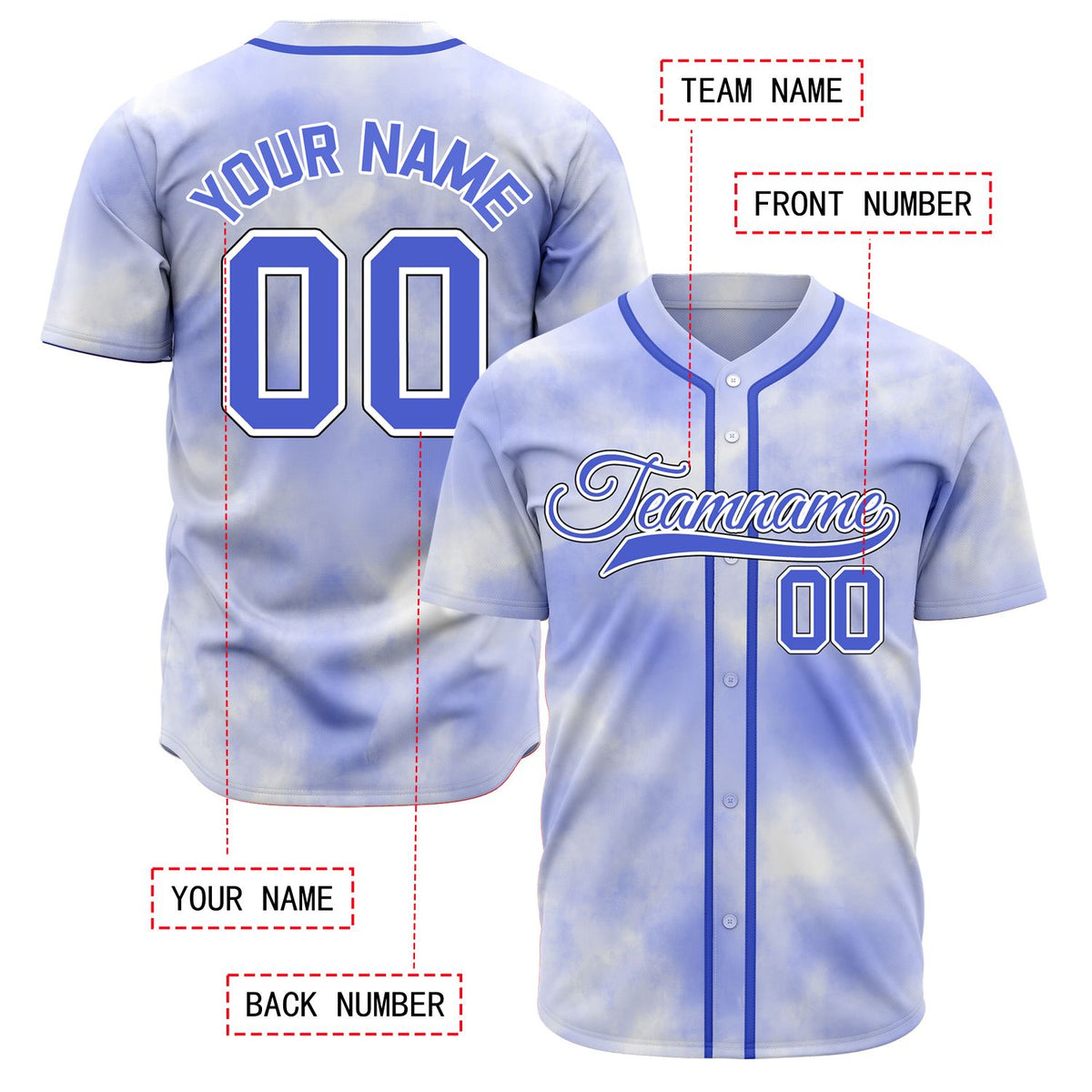 VOSOLI Royal Purple Tie-Dye Graffiti Custom Stitched Baseball Jersey