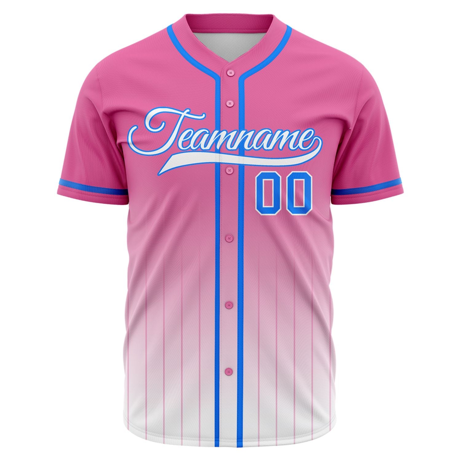 VOSOLI Sakura Pink & White Gradient Pinstripe Baseball Jersey