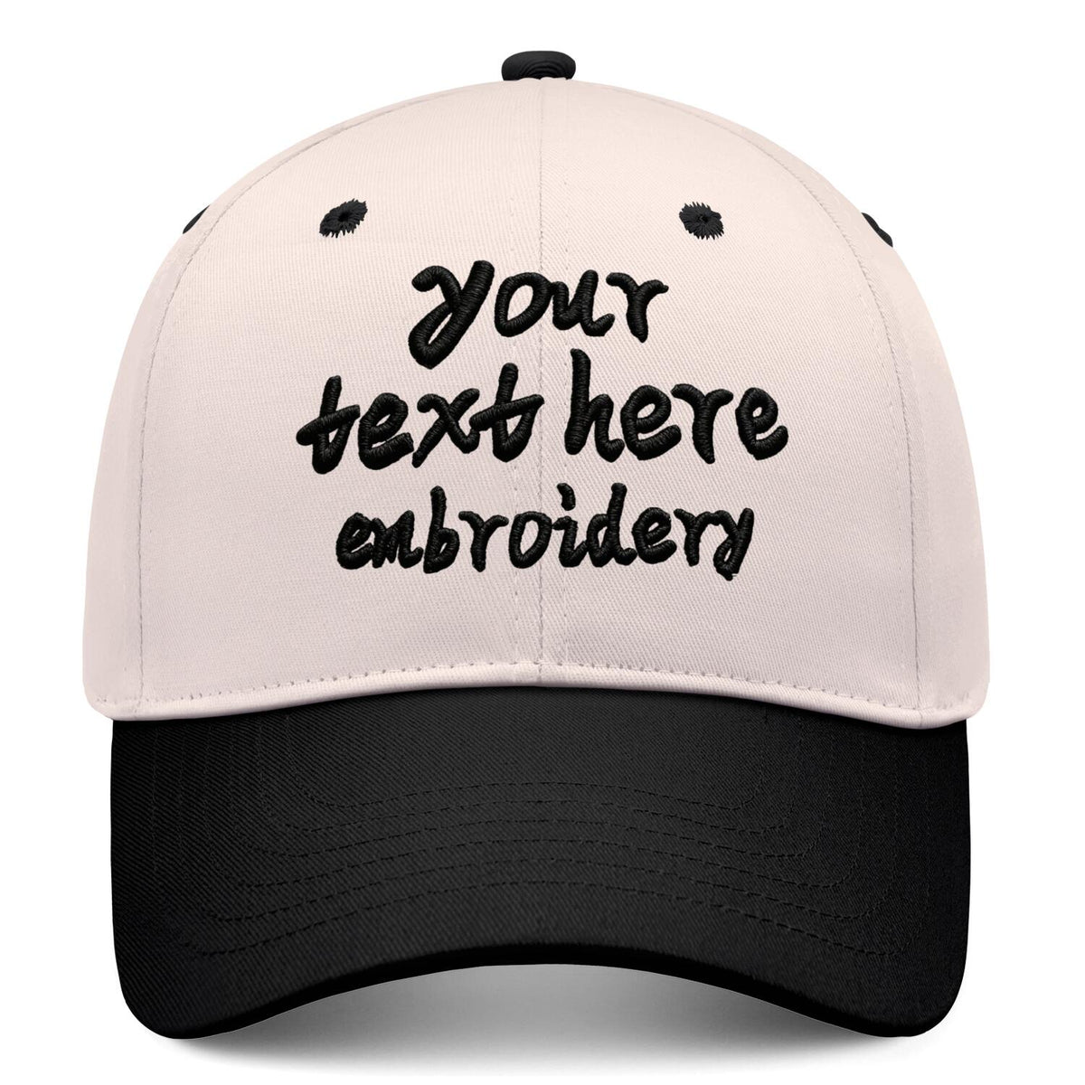Vosoli Sand & Black Color-Block Deep Bill Baseball Cap - Unisex Custom 3D Embroidery or Print Hat