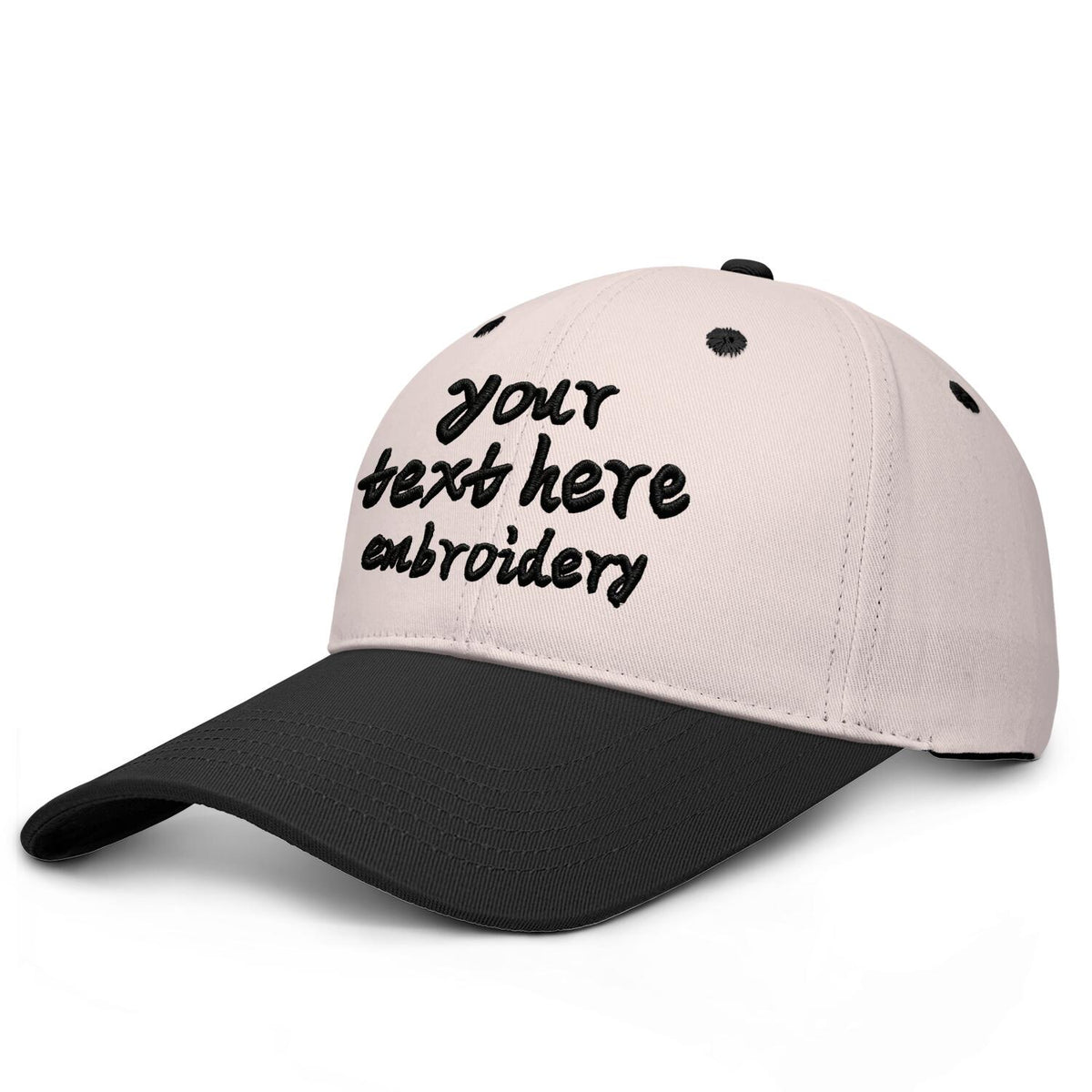 Vosoli Sand &amp; Black Color-Block Deep Bill Baseball Cap - Unisex Custom 3D Embroidery or Print Hat