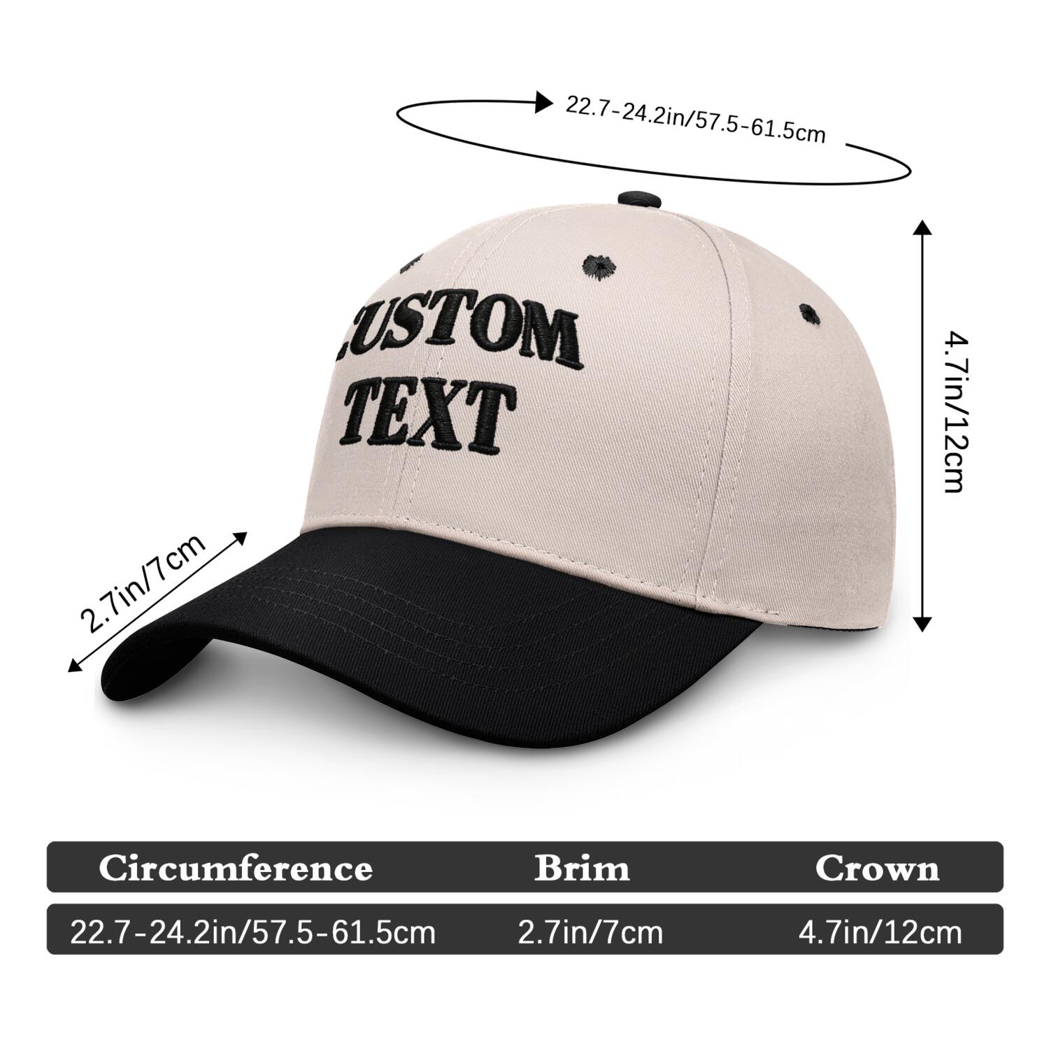 Vosoli Sand Black Two-Tone Baseball Cap - Unisex Custom 3D Embroidery or Print