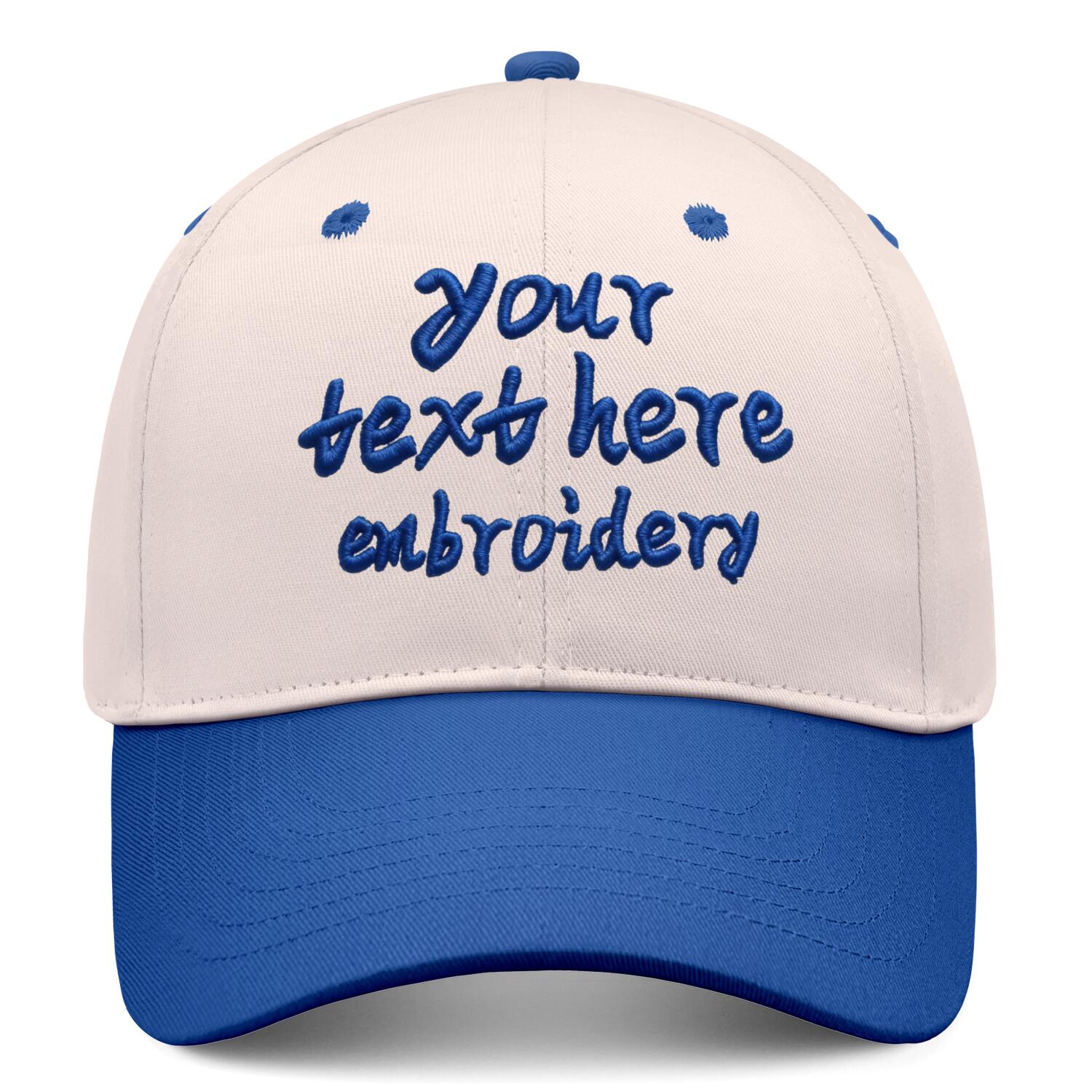 Vosoli Sand & Blue Color-Block Deep Bill Baseball Cap - Unisex Custom 3D Embroidery or Print Hat