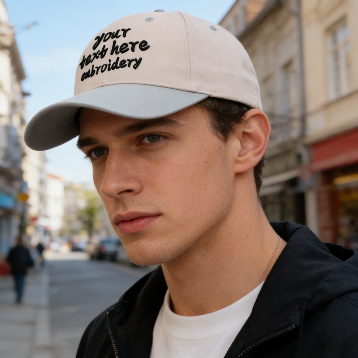 Vosoli Sand & Gray-Lavender Color-Block Deep Bill Baseball Cap - Unisex Custom 3D Embroidery or Print Hat