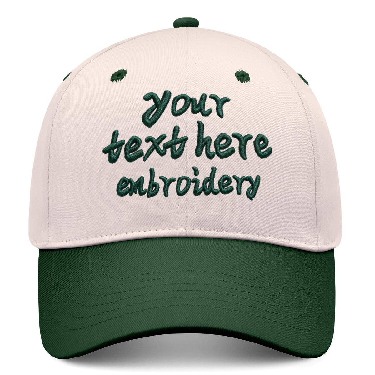 Vosoli Sand & Green Color-Block Deep Bill Baseball Cap - Unisex Custom 3D Embroidery or Print Hat