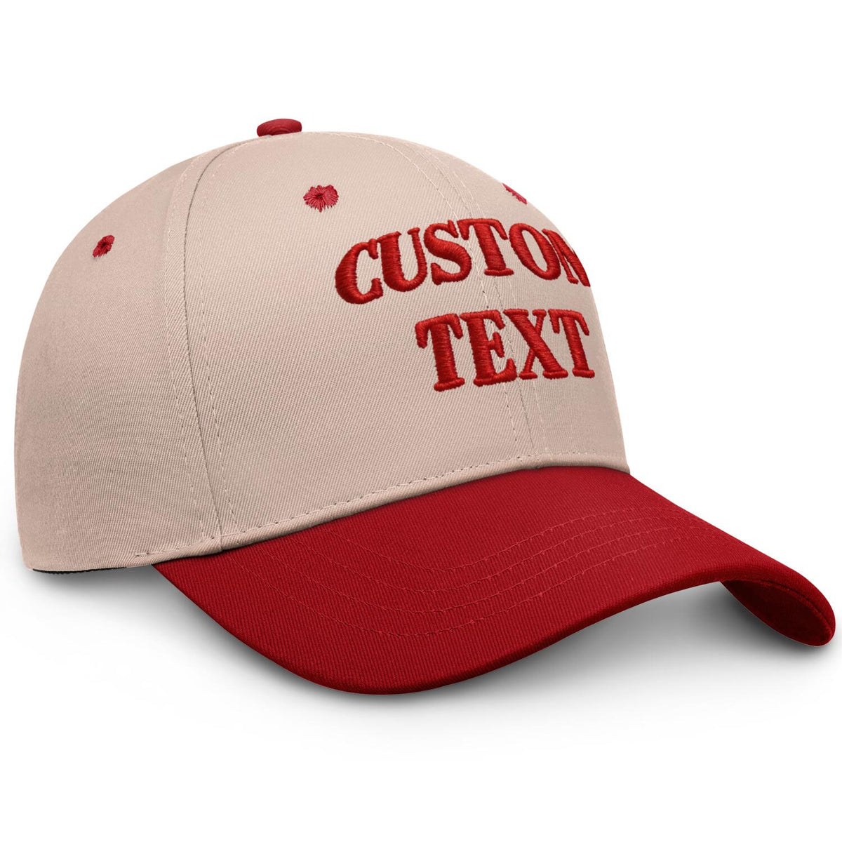 Vosoli Sand Red Two-Tone Baseball Cap - Unisex Custom 3D Embroidery or Print