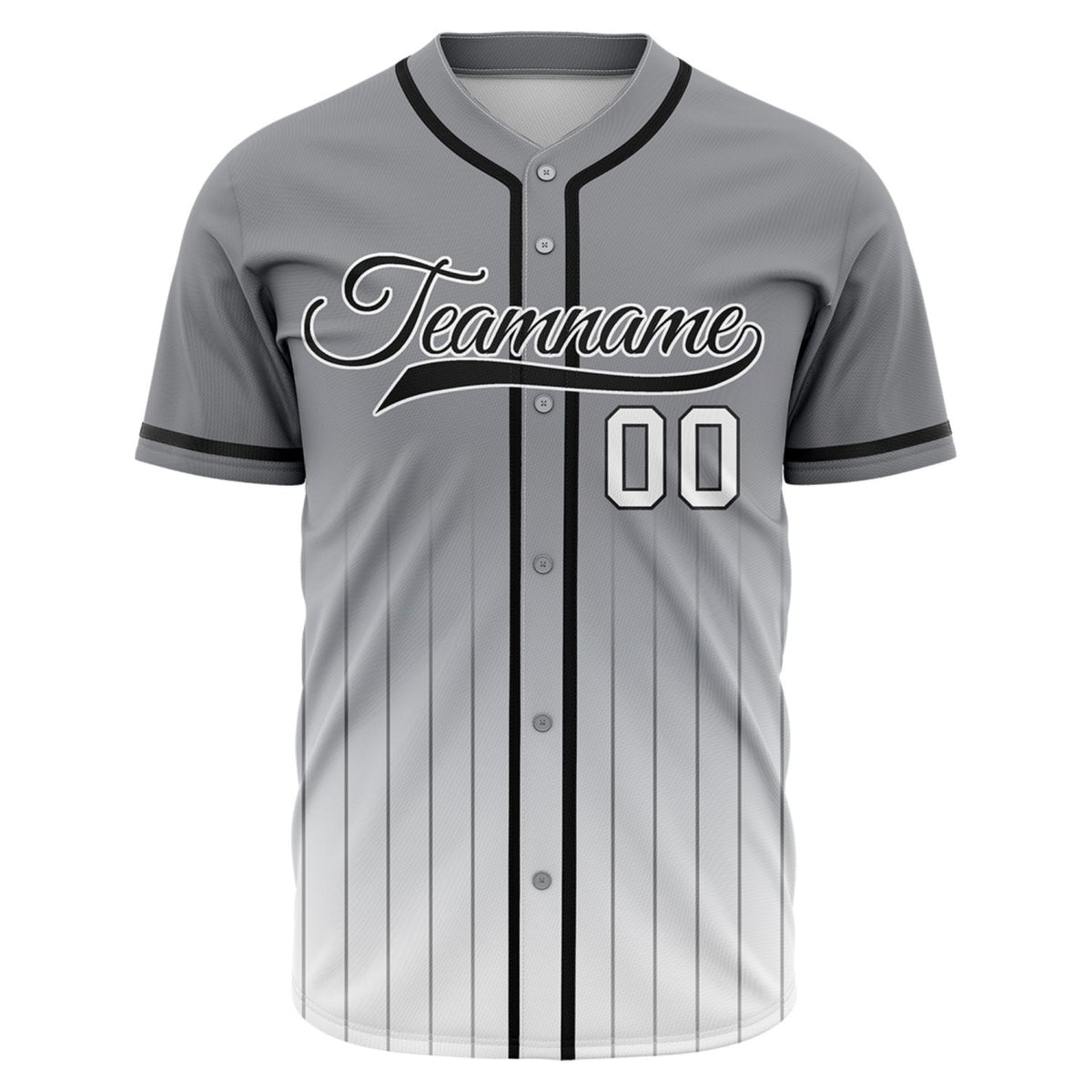 VOSOLI Shadow Grey &amp; White Gradient Pinstripe Baseball Jersey