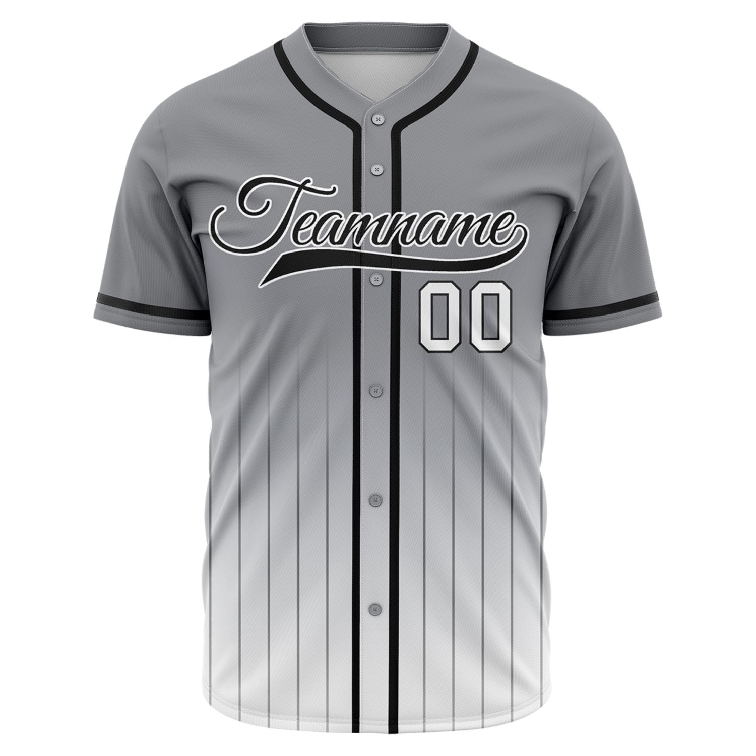 VOSOLI Shadow Grey & White Gradient Pinstripe Baseball Jersey