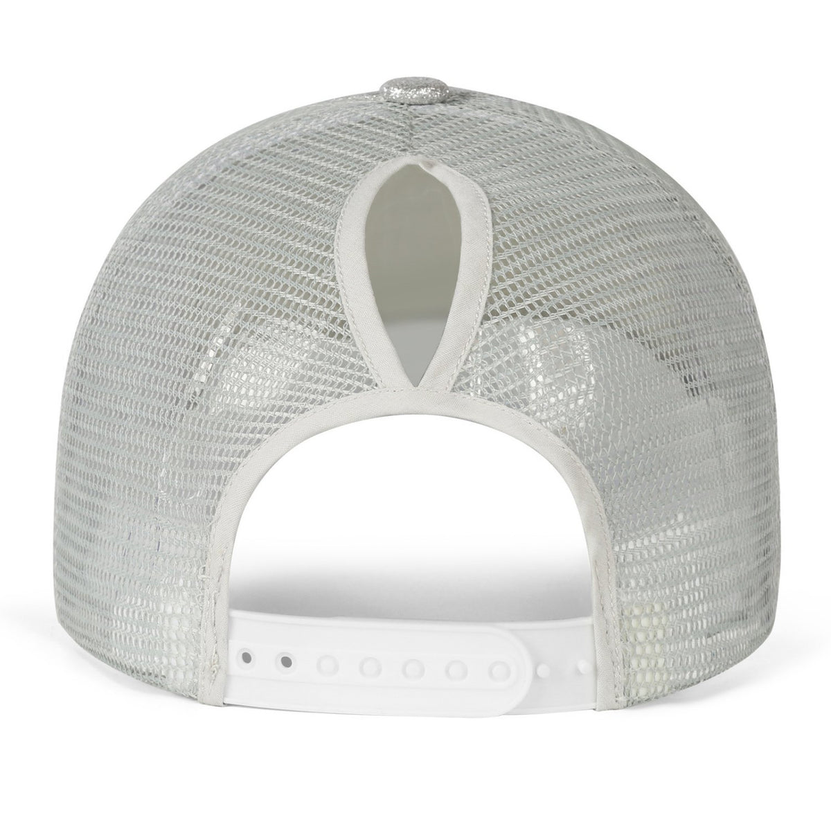 Vosoli Silver Glitter Mesh Women’s Ponytail Hat - Team Custom Embroider Personalized Caps