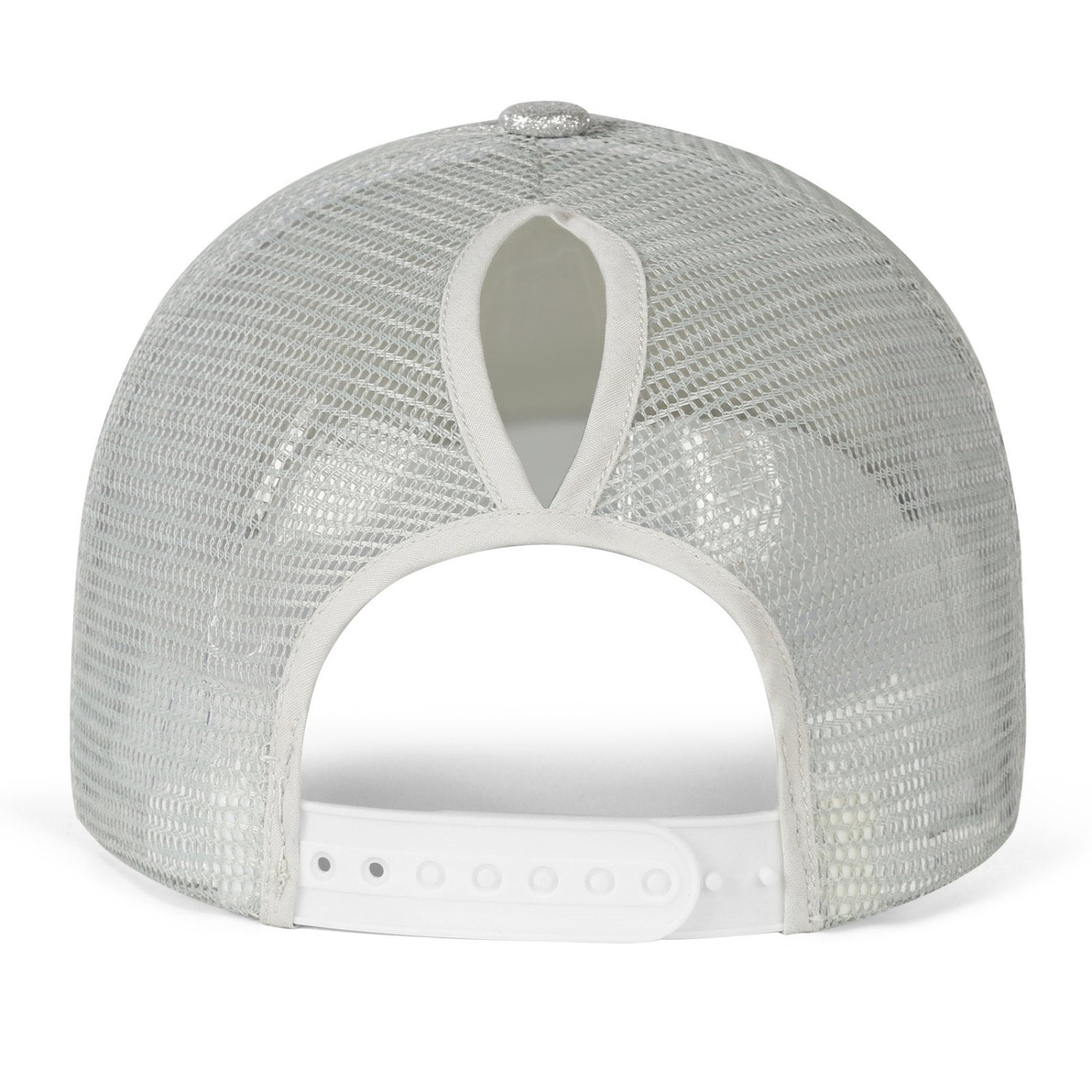 Vosoli Silver Glitter Mesh Women’s Ponytail Hat - Team Custom Embroider Personalized Caps