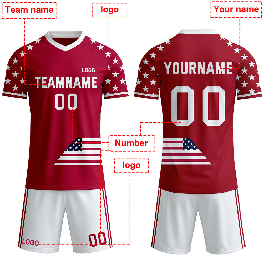 Custom USA Flag Soccer Jersey | Personalized Stars and Stripes Team Uniform - VOSOLI