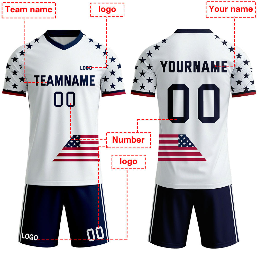 Custom USA Flag Soccer Jersey | Personalized Stars and Stripes Team Uniform - VOSOLI