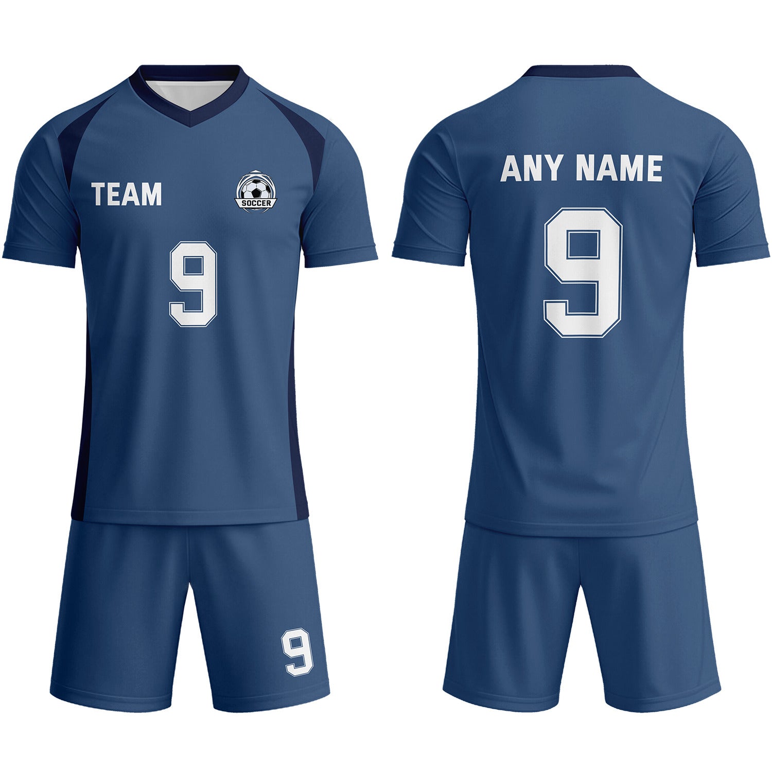 Custom Steel Blue & Navy-White Soccer Uniform Set - Personalized Team Name & Number | Vosoli