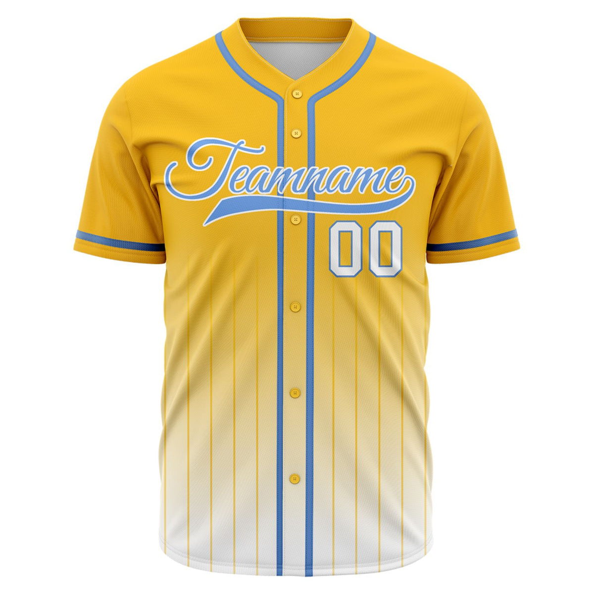VOSOLI Sunshine Yellow &amp; White Gradient Pinstripe Baseball Jersey