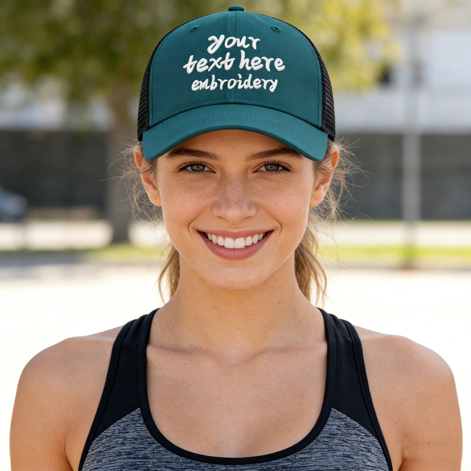 Vosoli Teal & Black Mesh-Back Baseball Cap - Unisex Custom 3D Embroidery or Print Hat