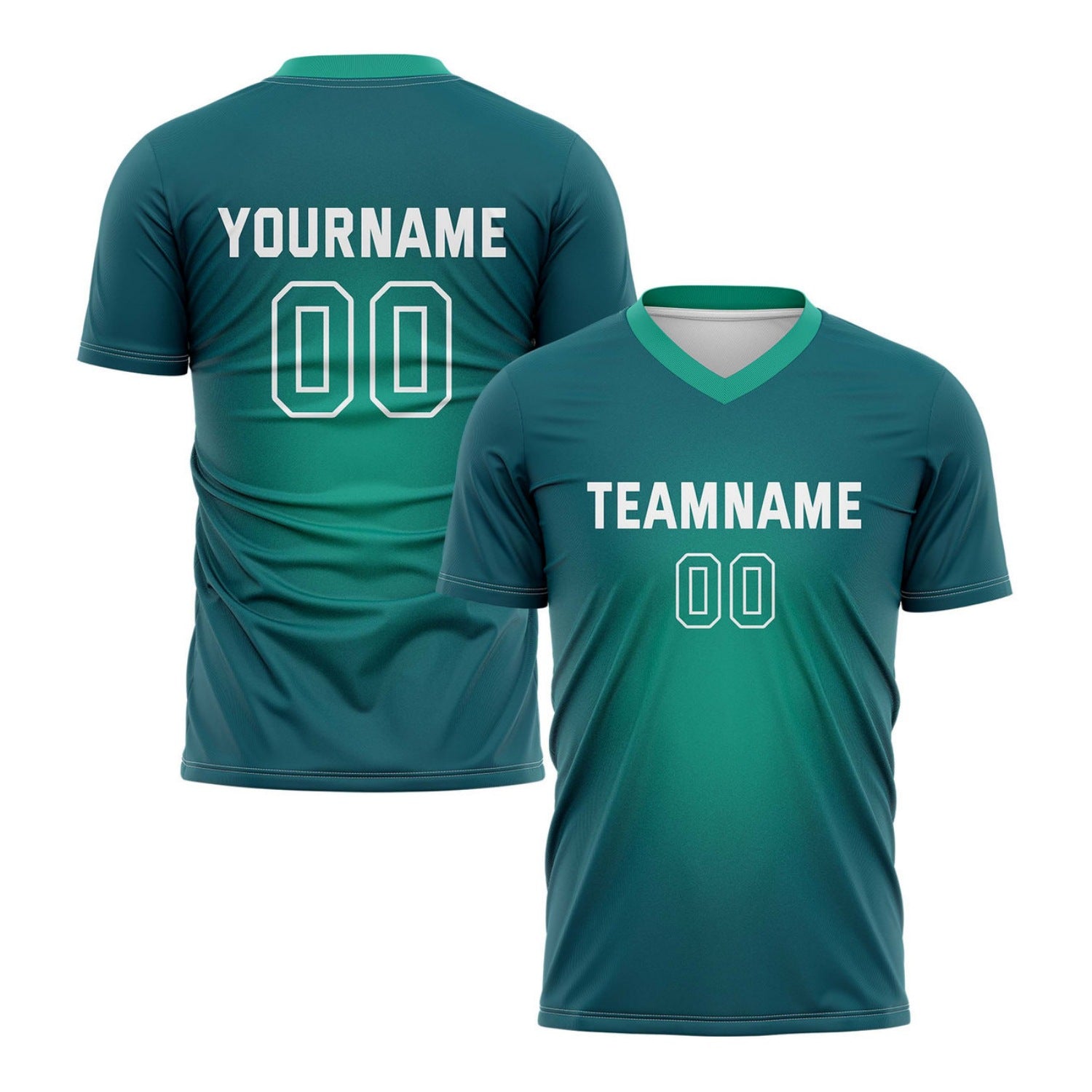 Custom Teal & Green Gradient Soccer Jersey for Teams & Individuals | Vosoli