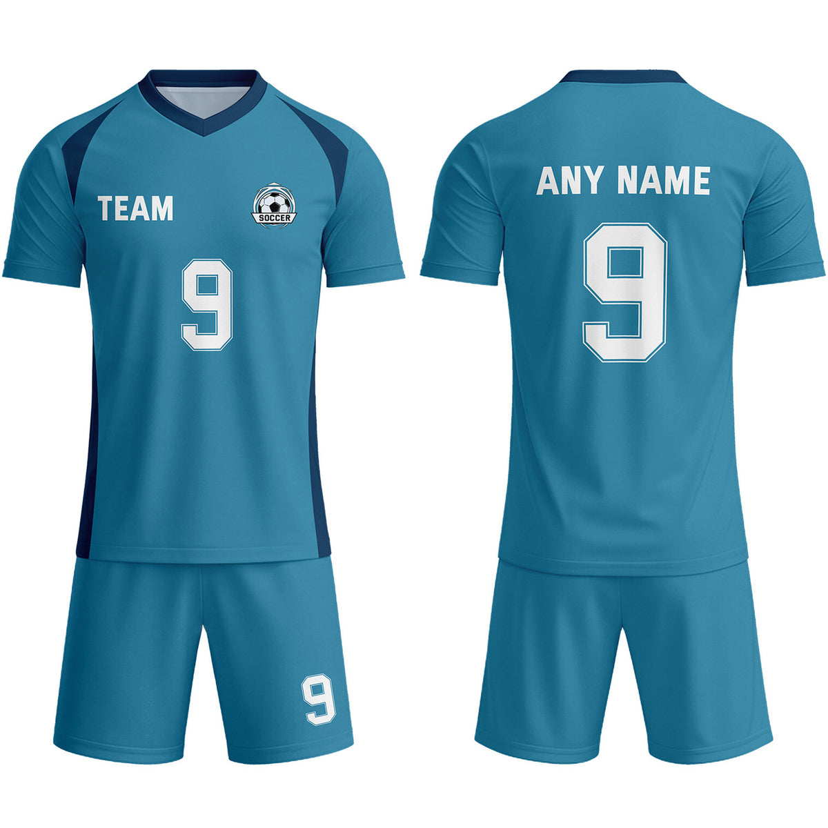 Custom Teal &amp; Navy-White Soccer Uniform Set - Personalized Team Name &amp; Number | Vosoli