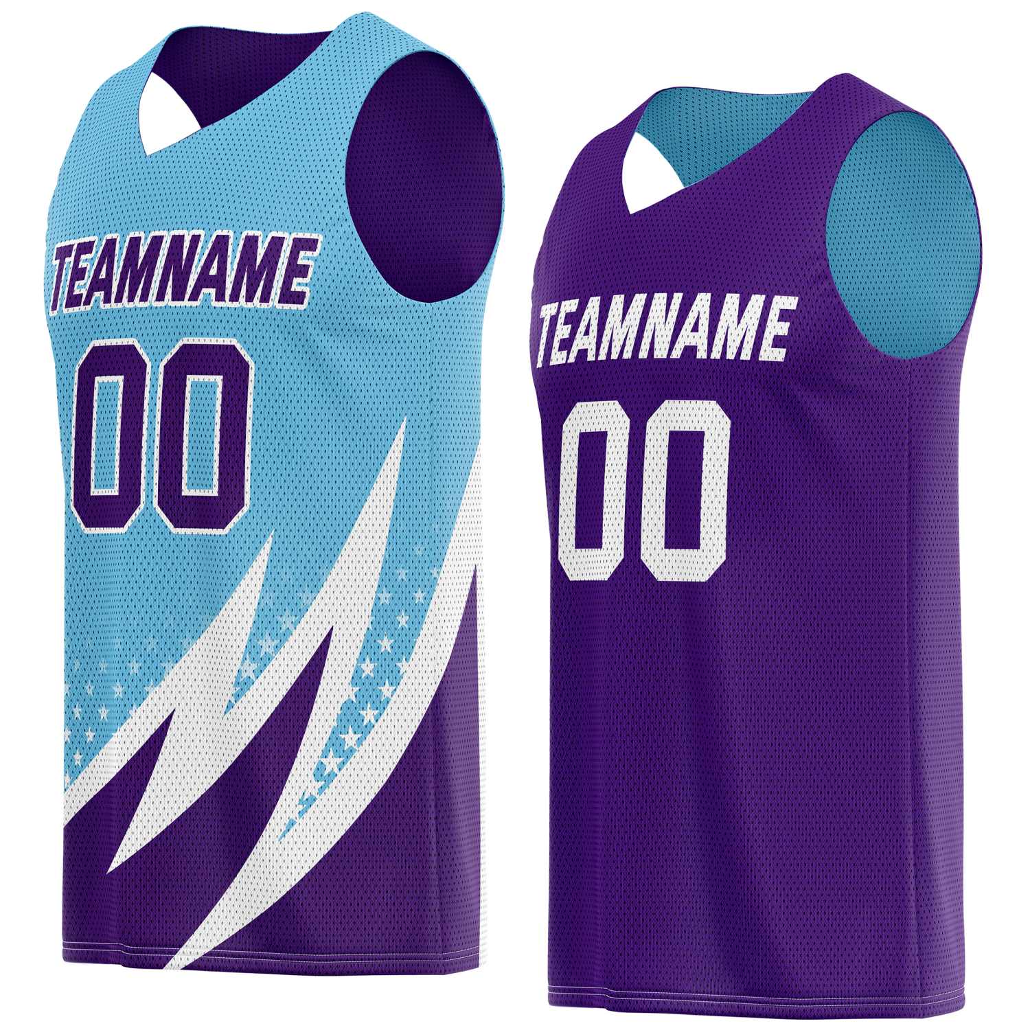 Custom Reversible Basketball Jersey for Individuals & Teams – Teal, Purple & White | Vosoli