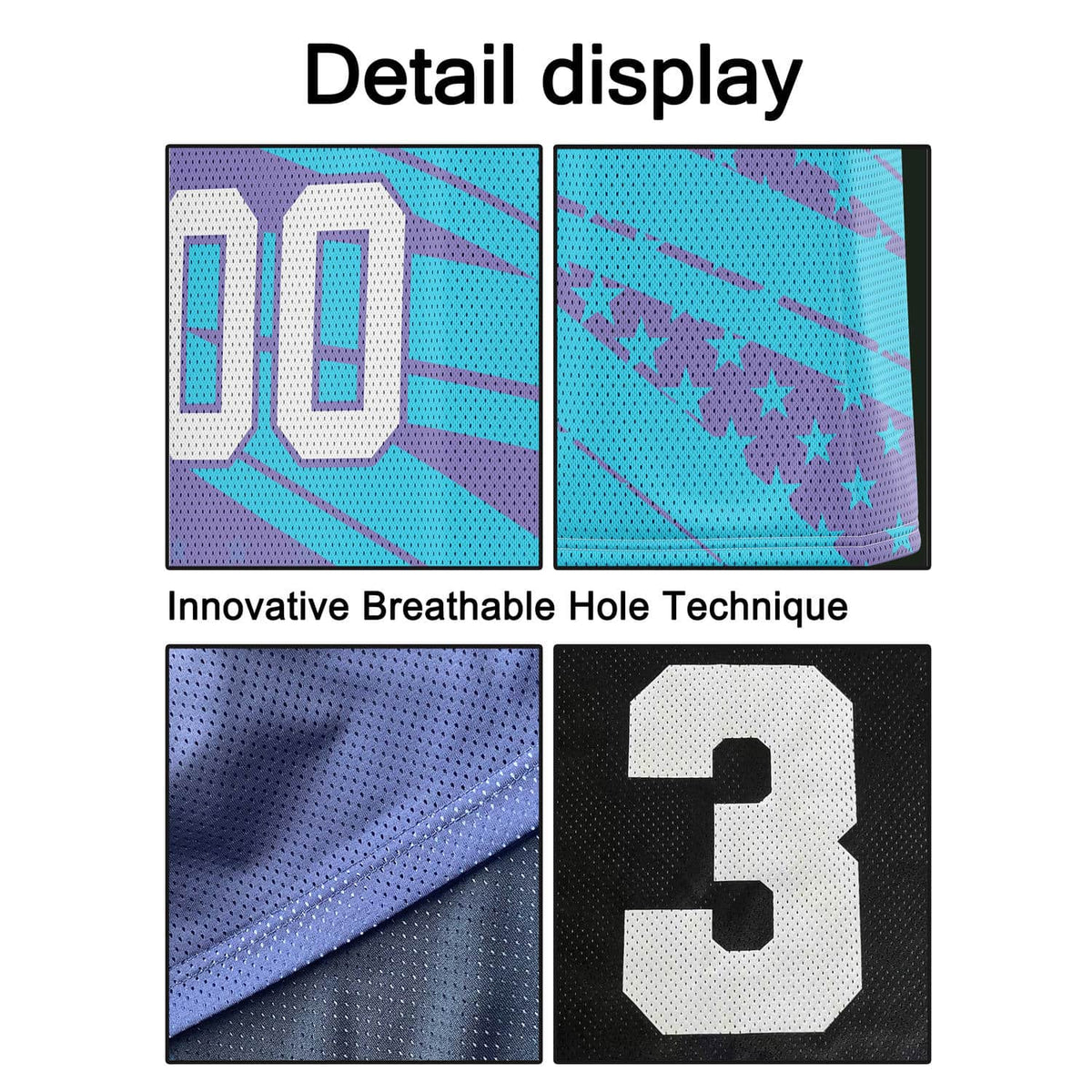 Custom Reversible Basketball Jersey for Individuals & Teams – Teal Purple White Star Stripe | Vosoli