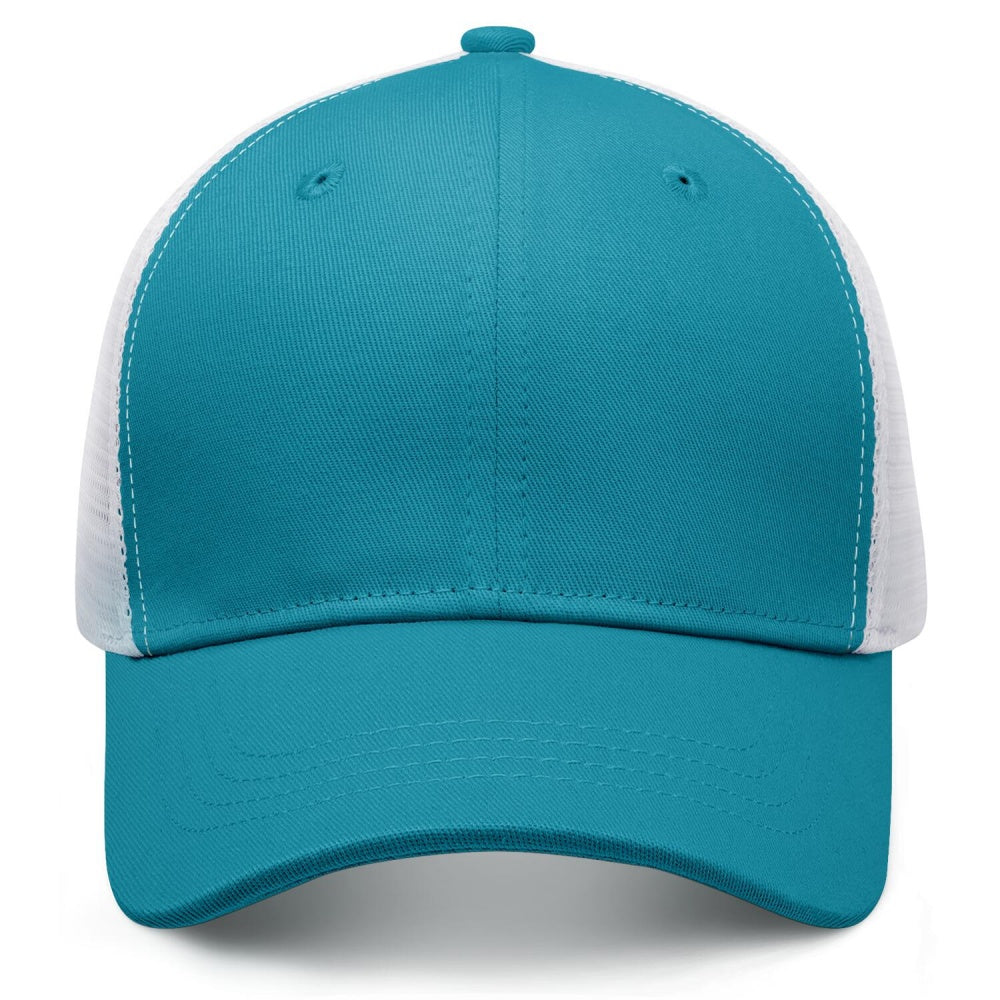 Vosoli Teal White Mesh Trucker Cap - Custom Embroidered Personalized Hat