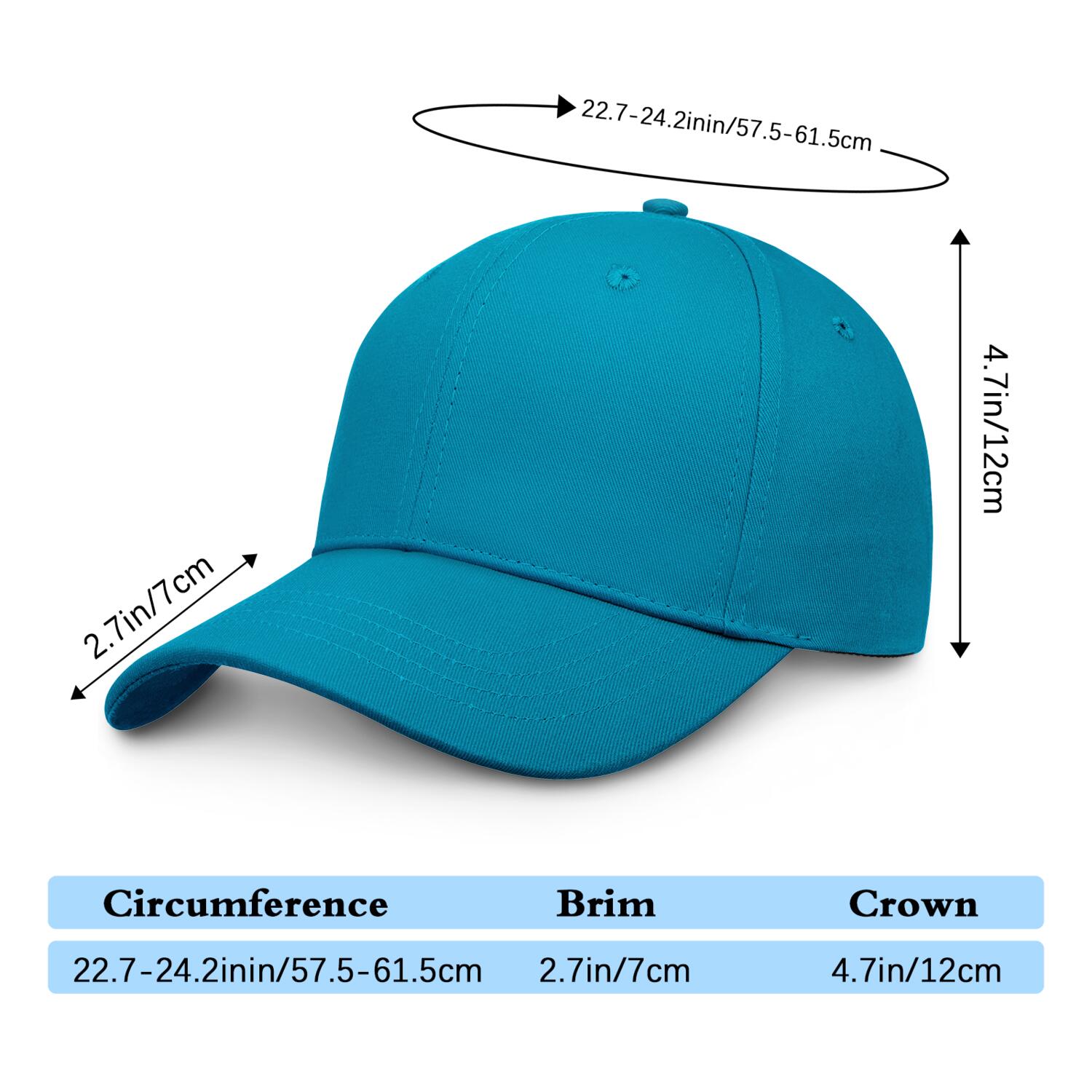 Vosoli Turquoise Baseball Cap - Unisex Custom 3D Embroidery or Print