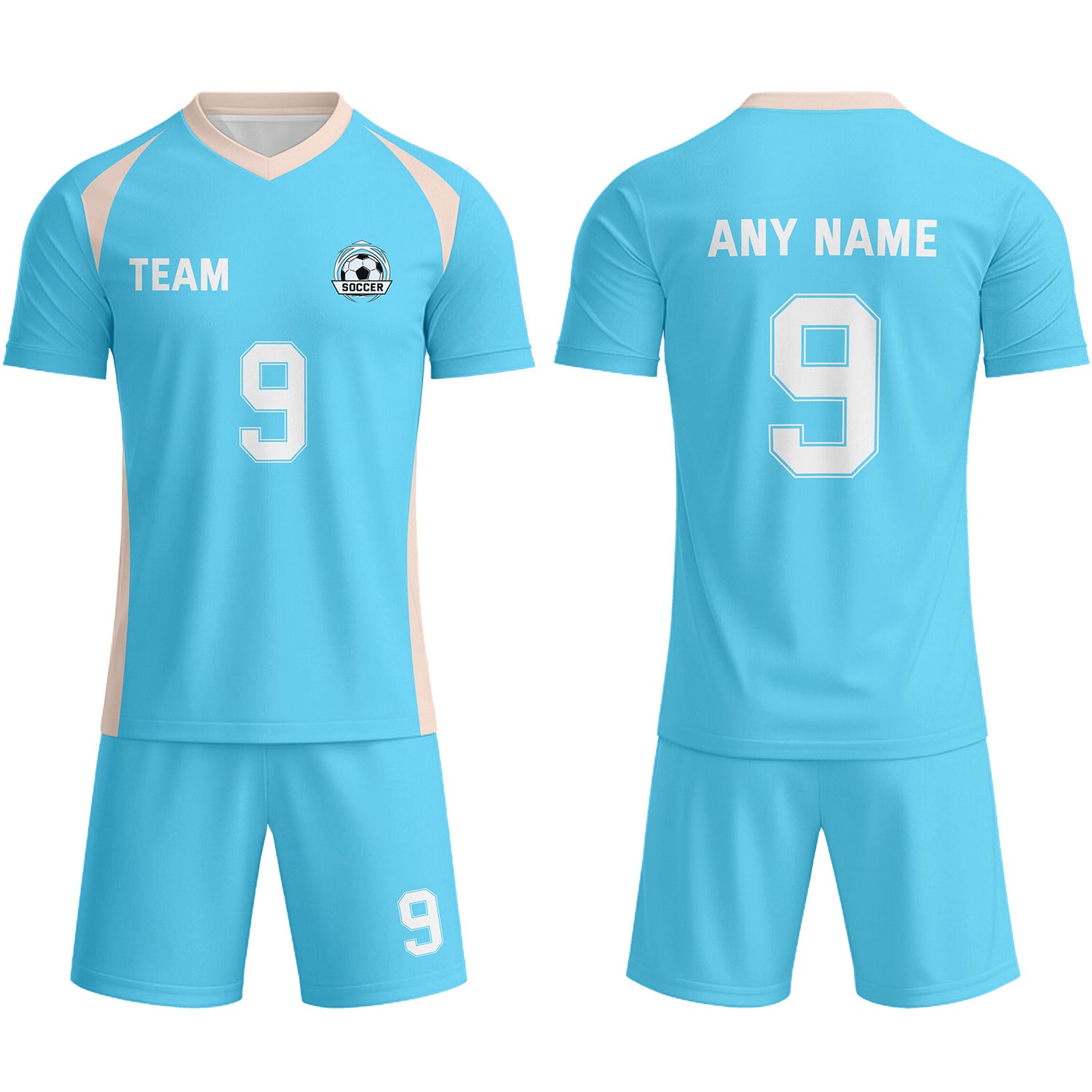 Custom Turquoise & Peach-White Soccer Uniform Set - Personalized Team Name & Number | Vosoli