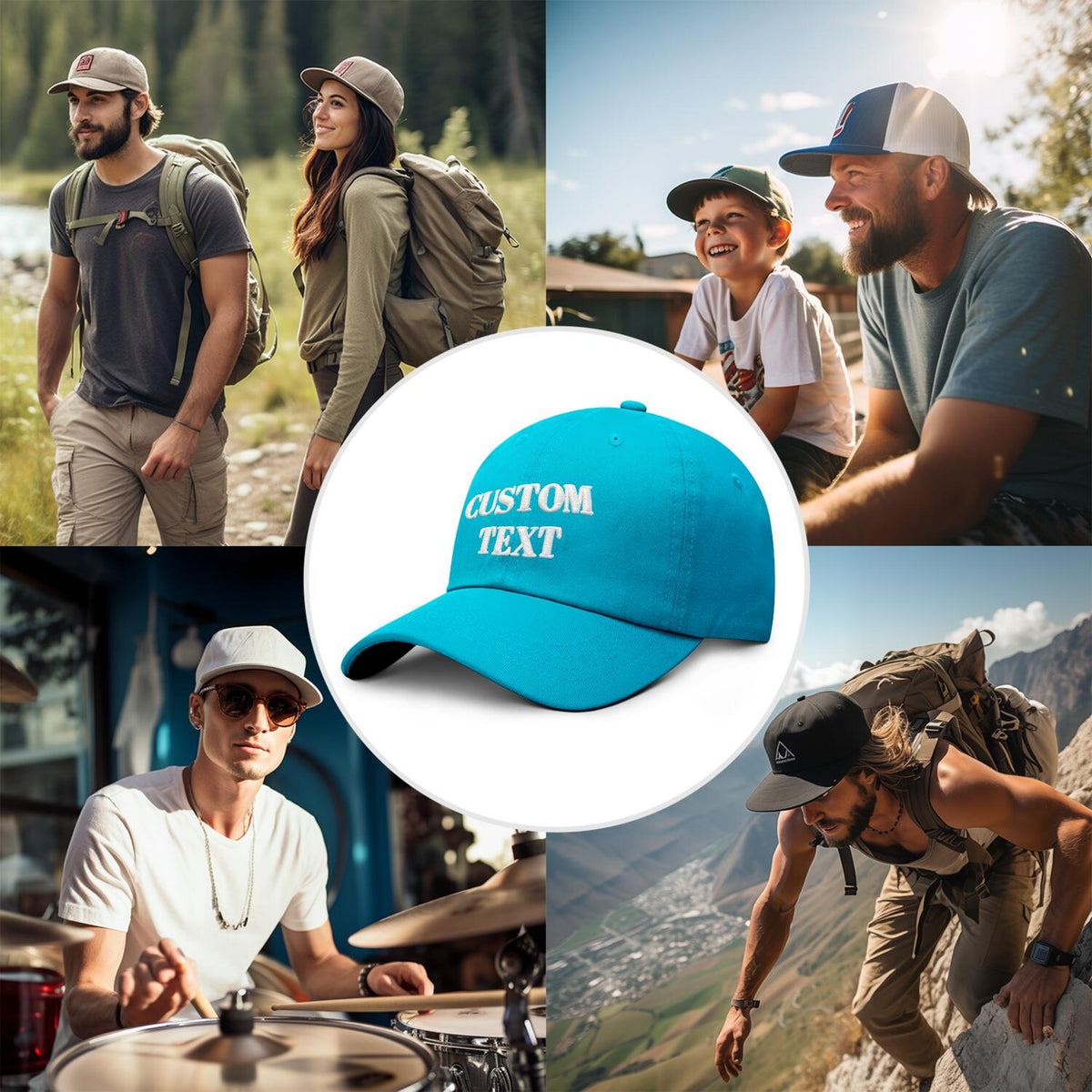 Vosoli Turquoise Unisex Baseball Cap - Personal & Team Custom 3D Embroidery or Print Hat