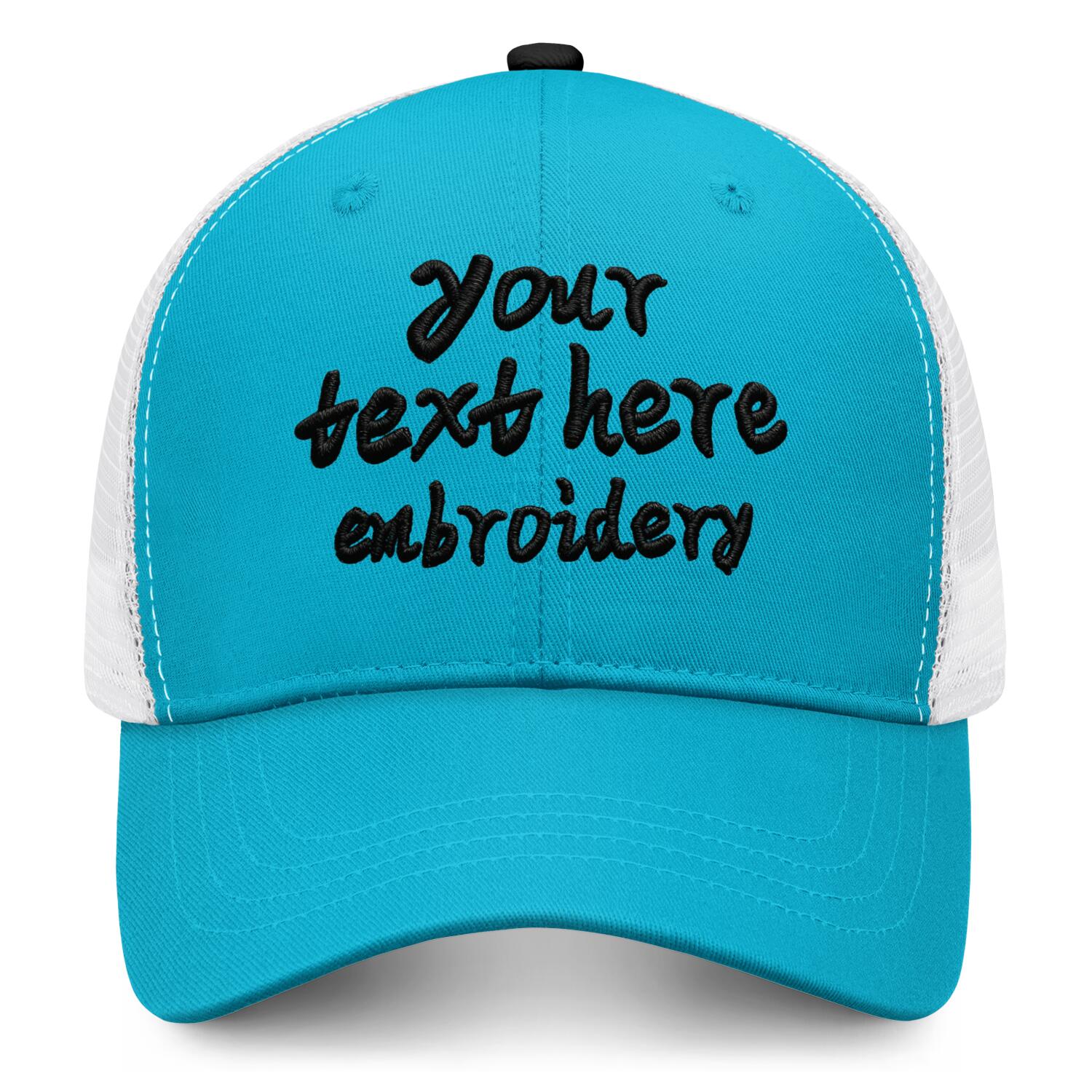 Vosoli Turquoise & White Mesh-Back Trucker Cap - Unisex Personal & Team Custom 3D Embroidery or Print Hat