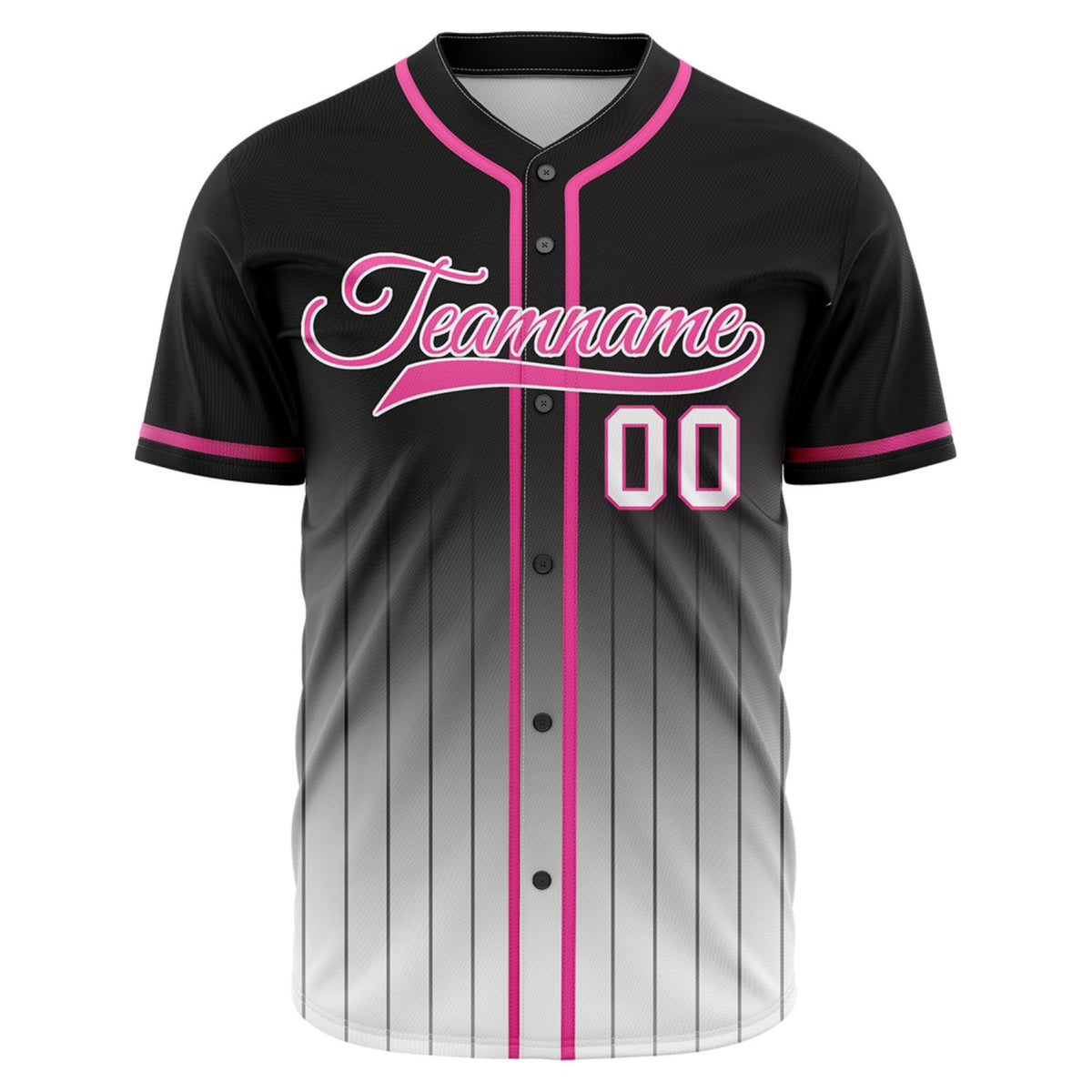 VOSOLI Stealth Black &amp; Hot Pink Gradient Pinstripe Baseball Jersey