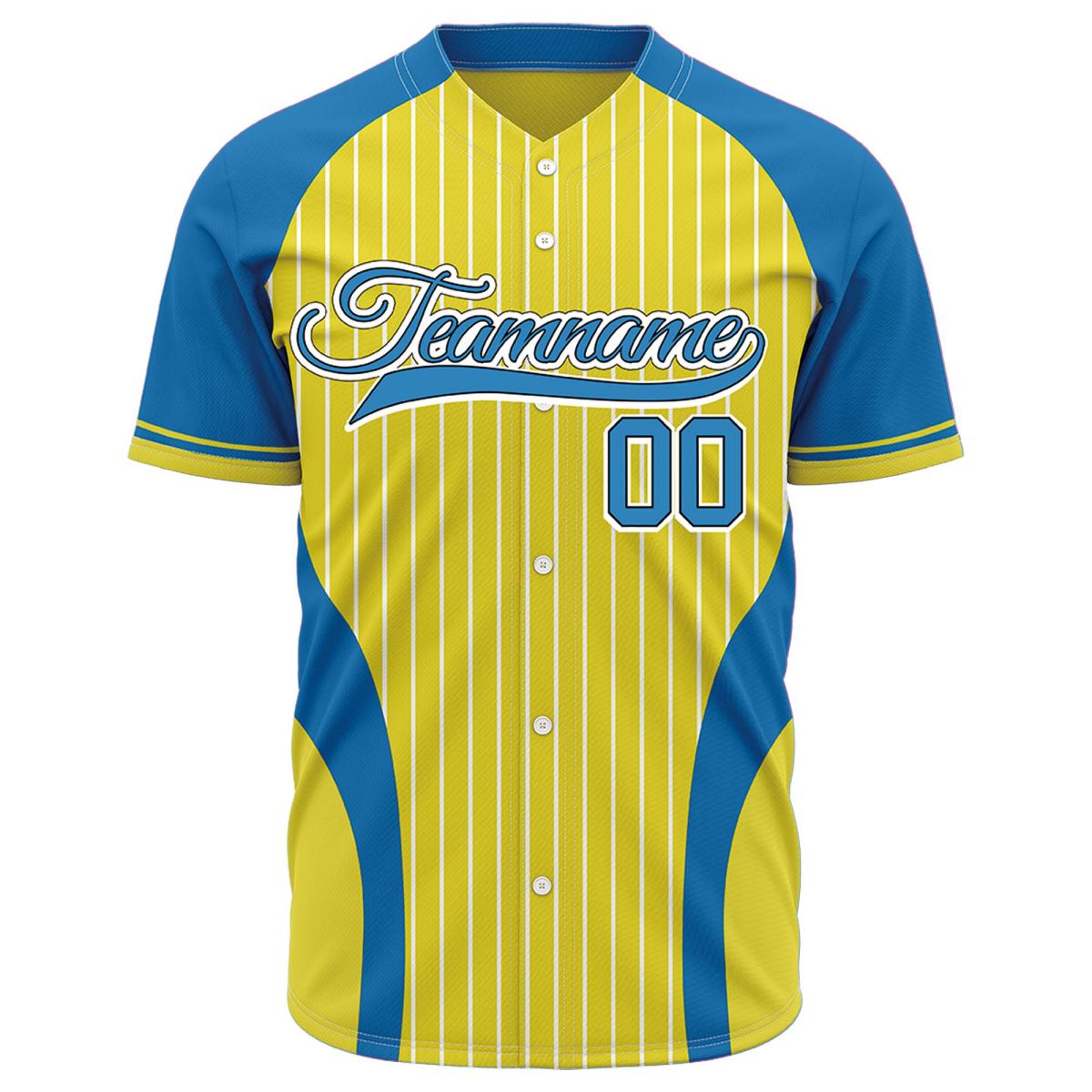 VOSOLI Custom Yellow & Blue Pinstripe Baseball Jersey - Sublimated Team Uniform