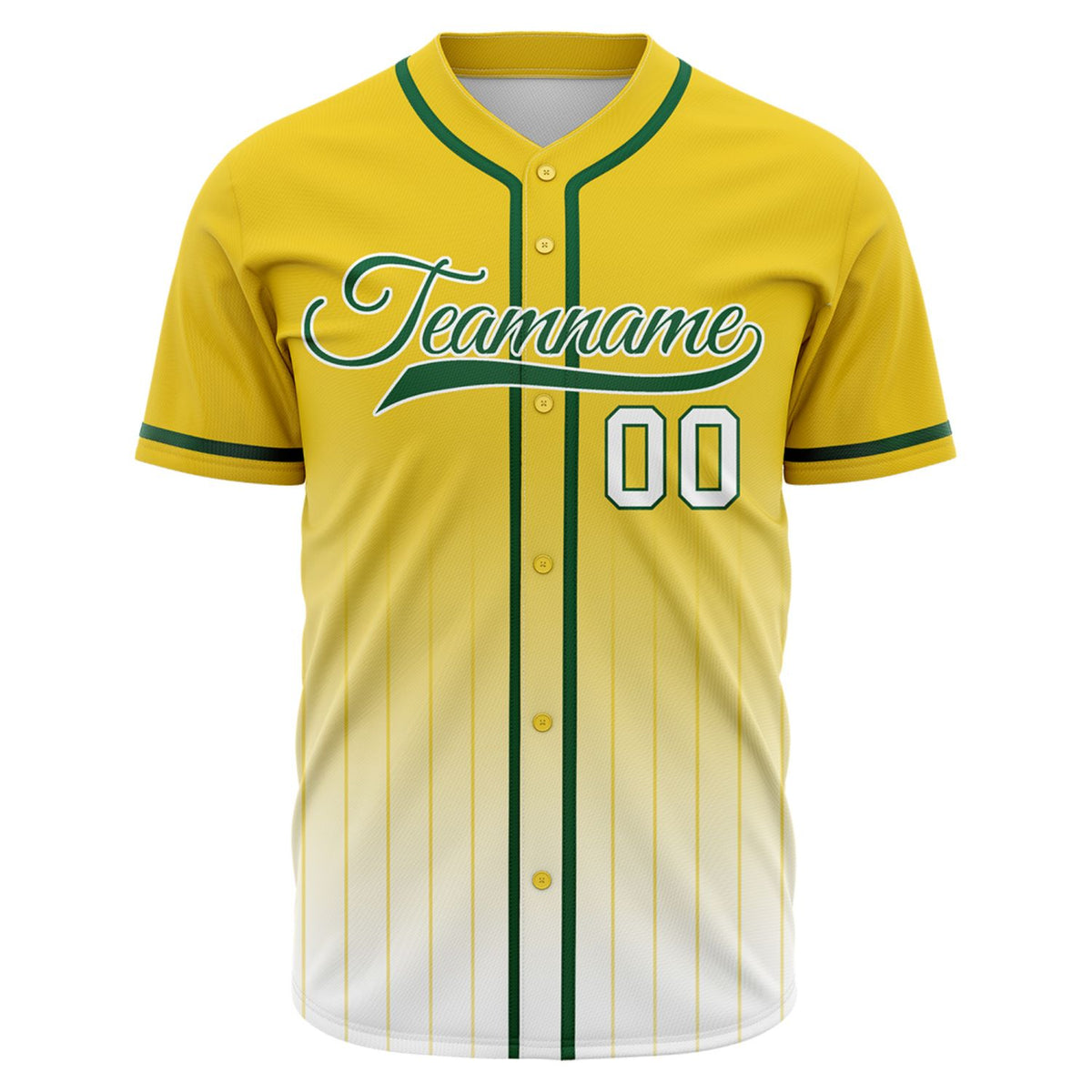 VOSOLI Golden Glory Green &amp; Gold Gradient Pinstripe Baseball Jersey