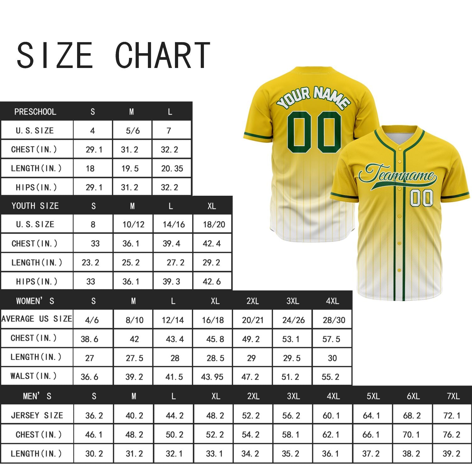 VOSOLI Golden Glory Green & Gold Gradient Pinstripe Baseball Jersey