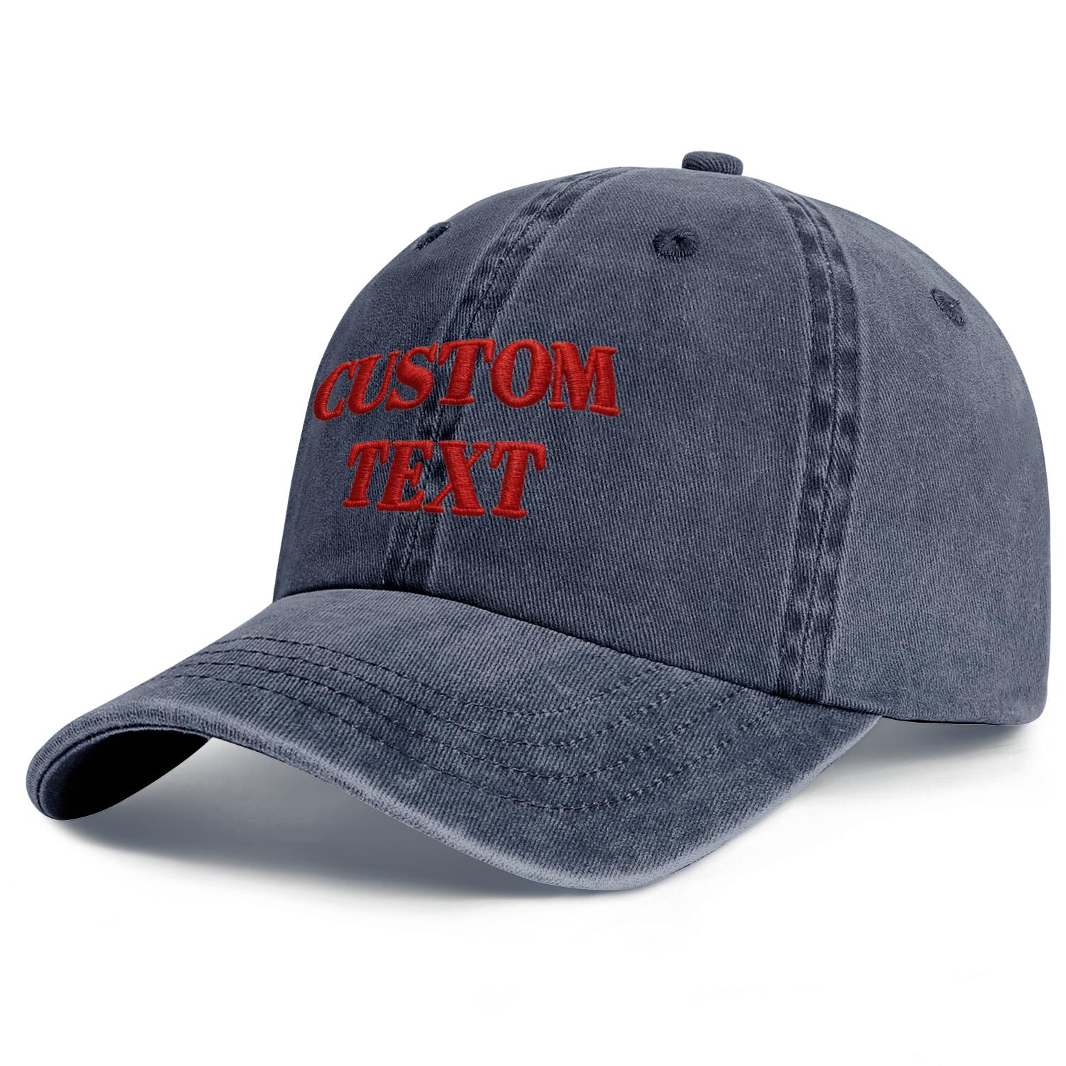 Vosoli Blue Washed Denim Unisex Baseball Cap - Team Custom 3D Embroidery or Print Personalized Hat