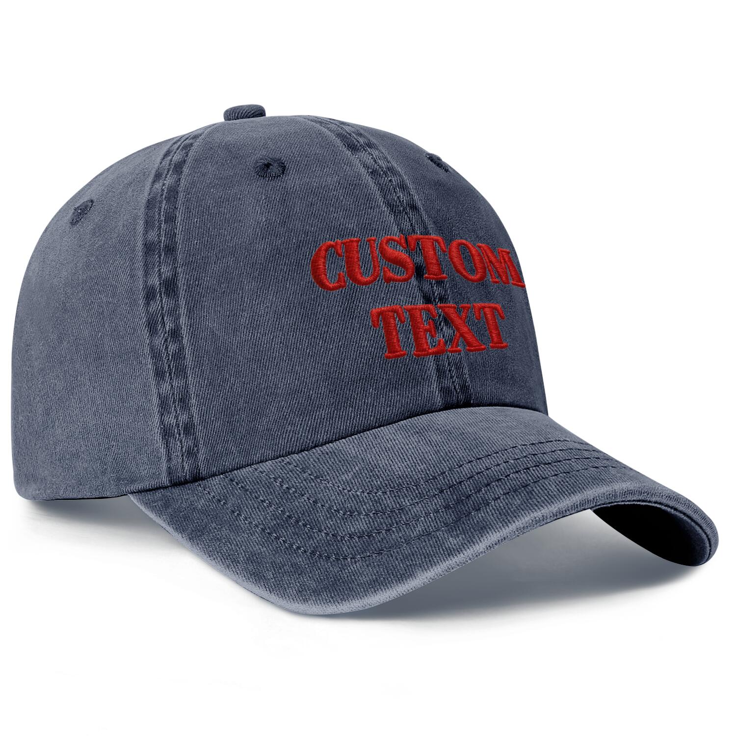Vosoli Blue Washed Denim Unisex Baseball Cap - Team Custom 3D Embroidery or Print Personalized Hat