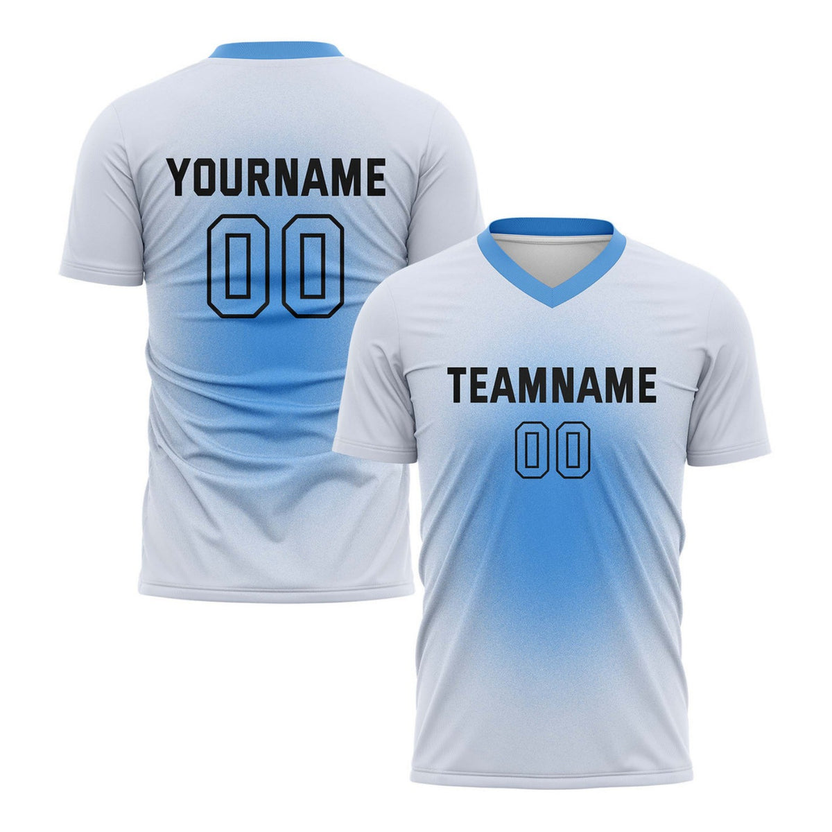 Custom White &amp; Aqua Blue Gradient Soccer Jersey for Teams &amp; Individuals | Vosoli