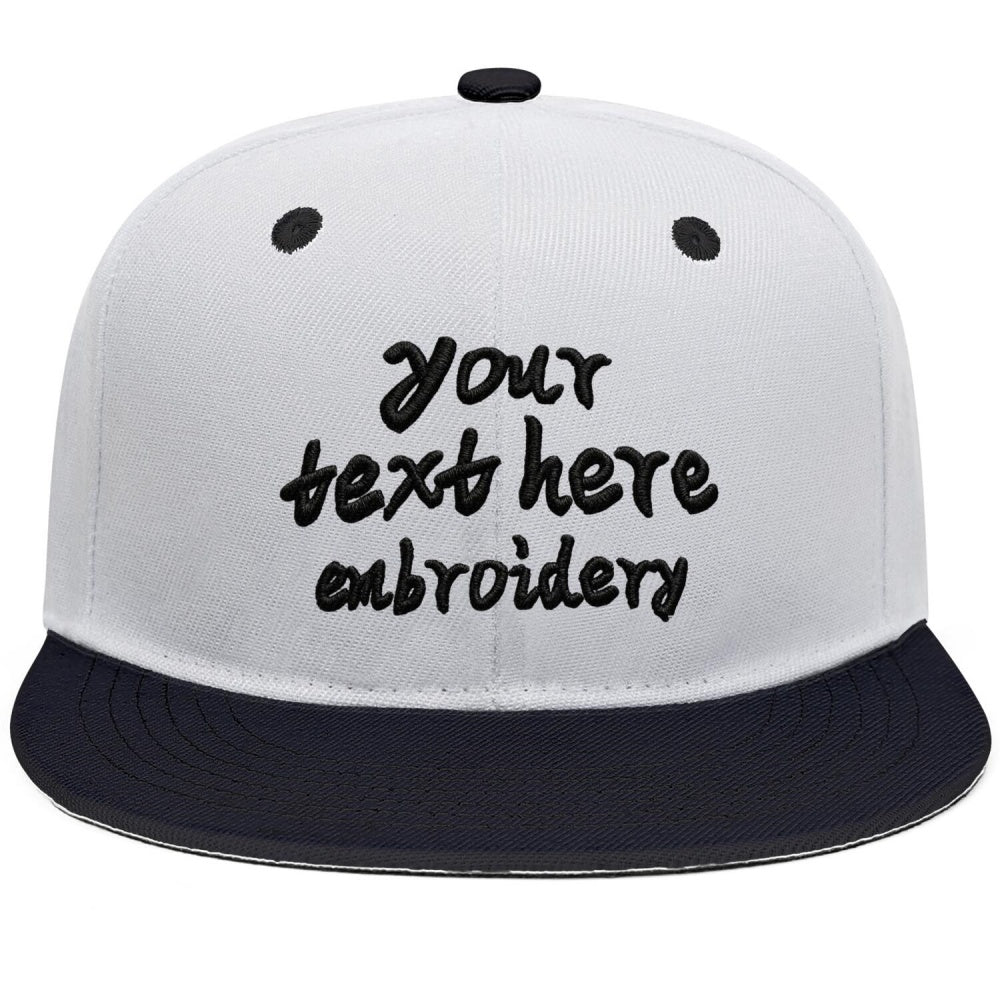 Vosoli White Black Flat Brim Cap - Custom Embroidered Personalized Hat
