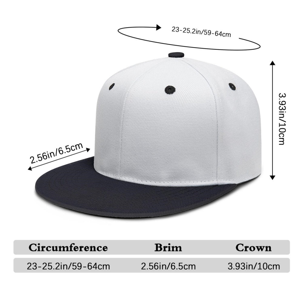 Vosoli White Black Flat Brim Cap - Custom Embroidered Personalized Hat