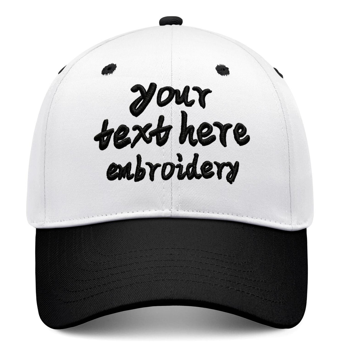 Vosoli White & Black Two-Tone Unisex Deep Bill Baseball Cap - Personal & Team Custom 3D Embroidery or Print Hat