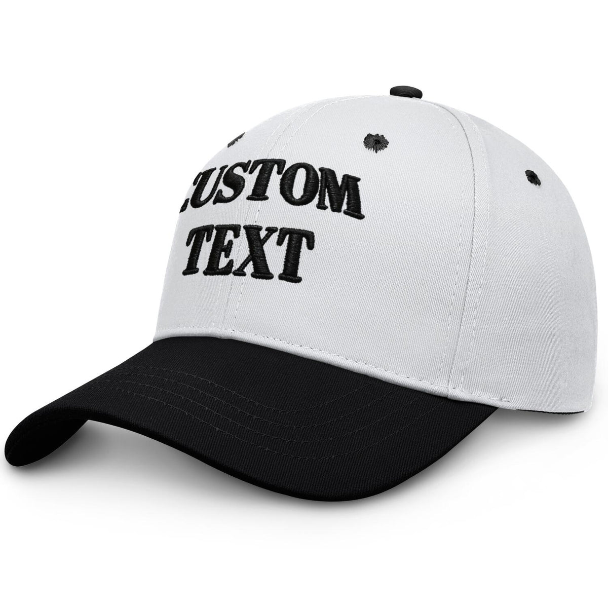 Vosoli White & Black Two-Tone Unisex Baseball Cap - Personal & Team Custom 3D Embroidery or Print Hat