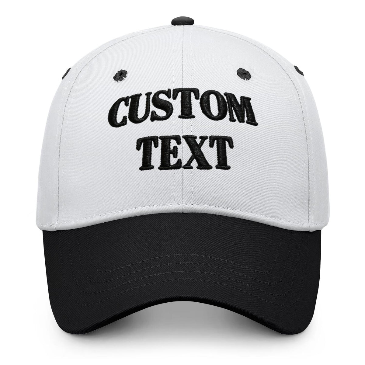 Vosoli White &amp; Black Two-Tone Unisex Baseball Cap - Personal &amp; Team Custom 3D Embroidery or Print Hat